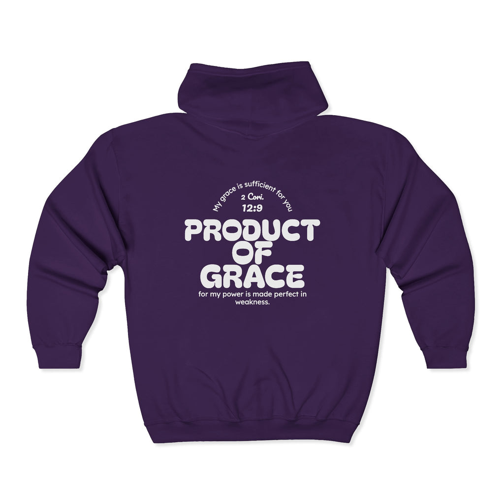 Grace Full-Zip Hoodie – "Product of Grace" Christian Zip-Up Sweatshirt