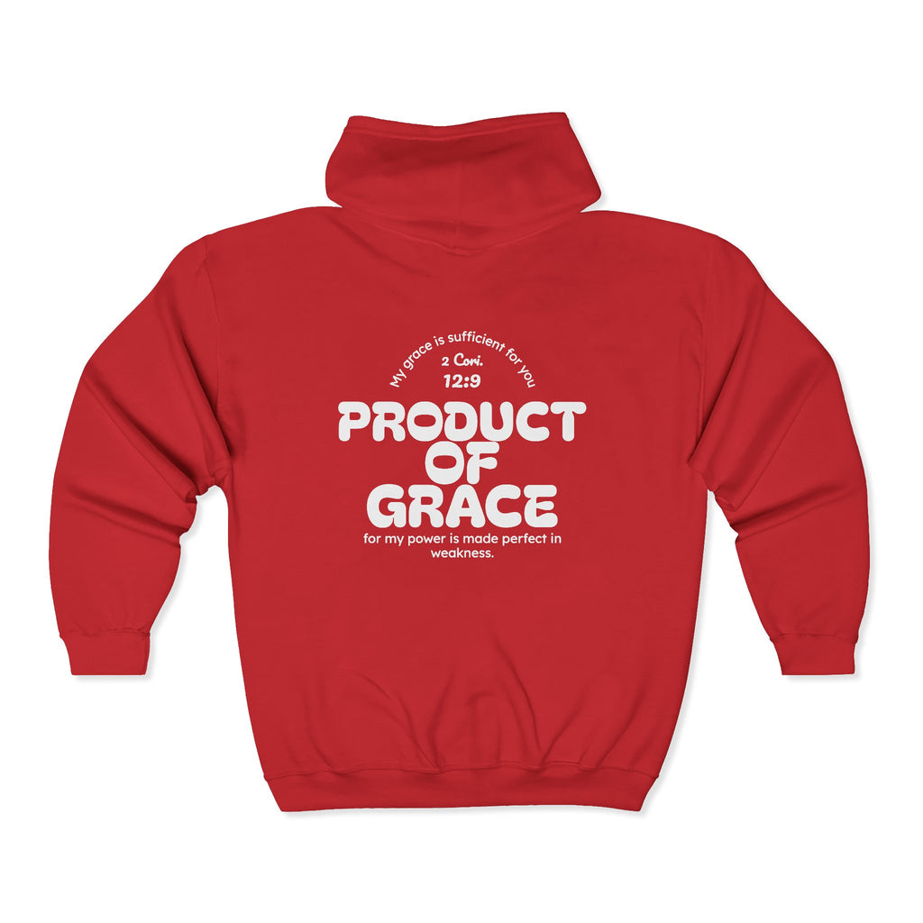 Grace Full-Zip Hoodie – "Product of Grace" Christian Zip-Up Sweatshirt