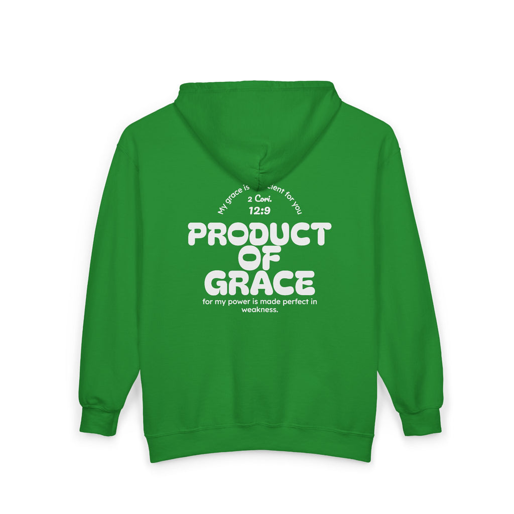 Grace Full-Zip Hoodie – "Product of Grace" Christian Zip-Up Sweatshirt