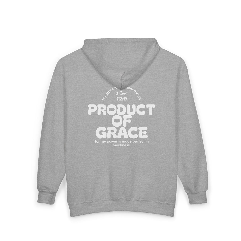 Grace Full-Zip Hoodie – "Product of Grace" Christian Zip-Up Sweatshirt