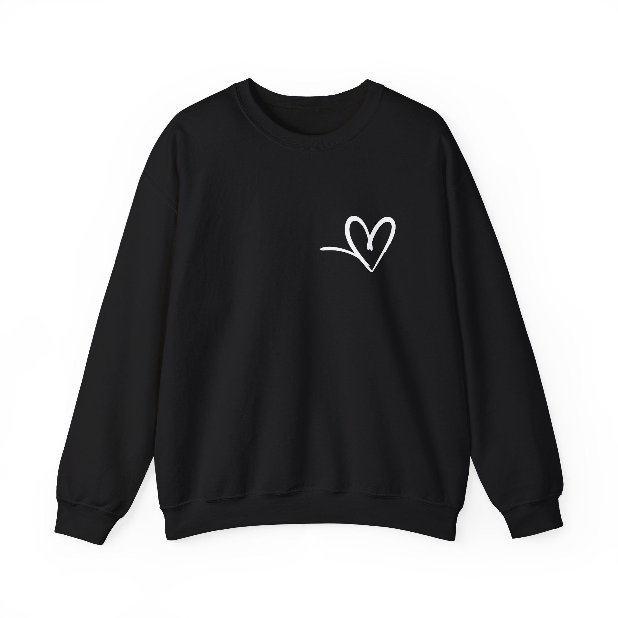 Minimal Heart Crewneck Sweatshirt — Simple Handwritten Heart Design