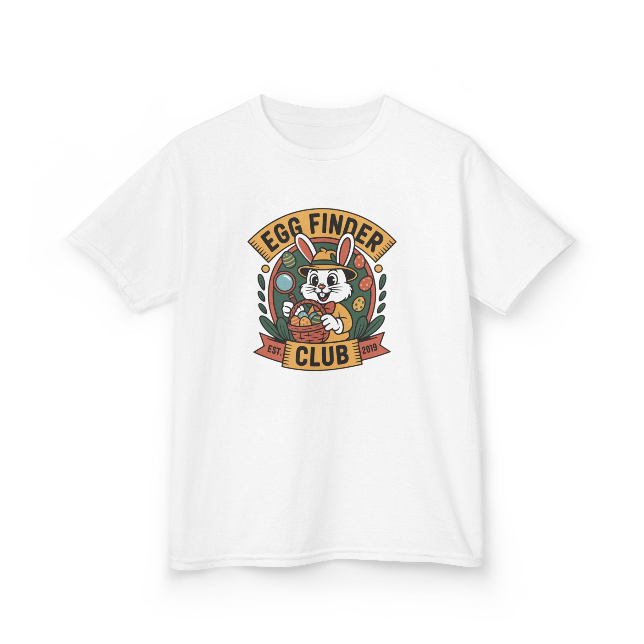 Egg Finder Club Kids T‑Shirt — Cute Easter Bunny Graphic Tee