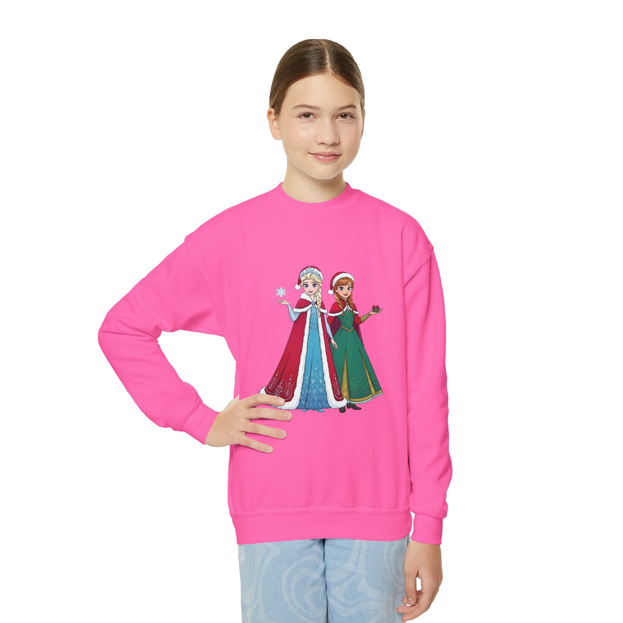 Girls' Princess Sisters Crewneck Sweatshirt – Winter Frozen-Inspired Design