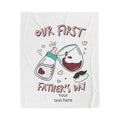 Our First Father’s Day Velveteen Blanket — Personalized Baby Bottle & Wine Glass Design