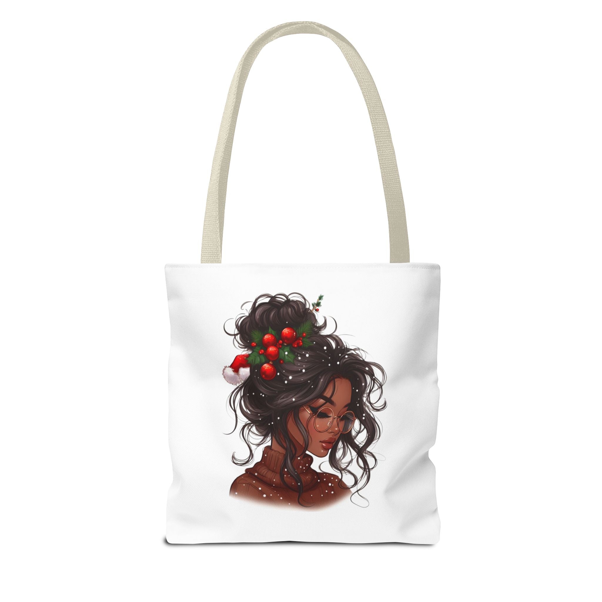 Holiday Berry Hair Tote Bag — Artistic Black Woman Portrait Tote
