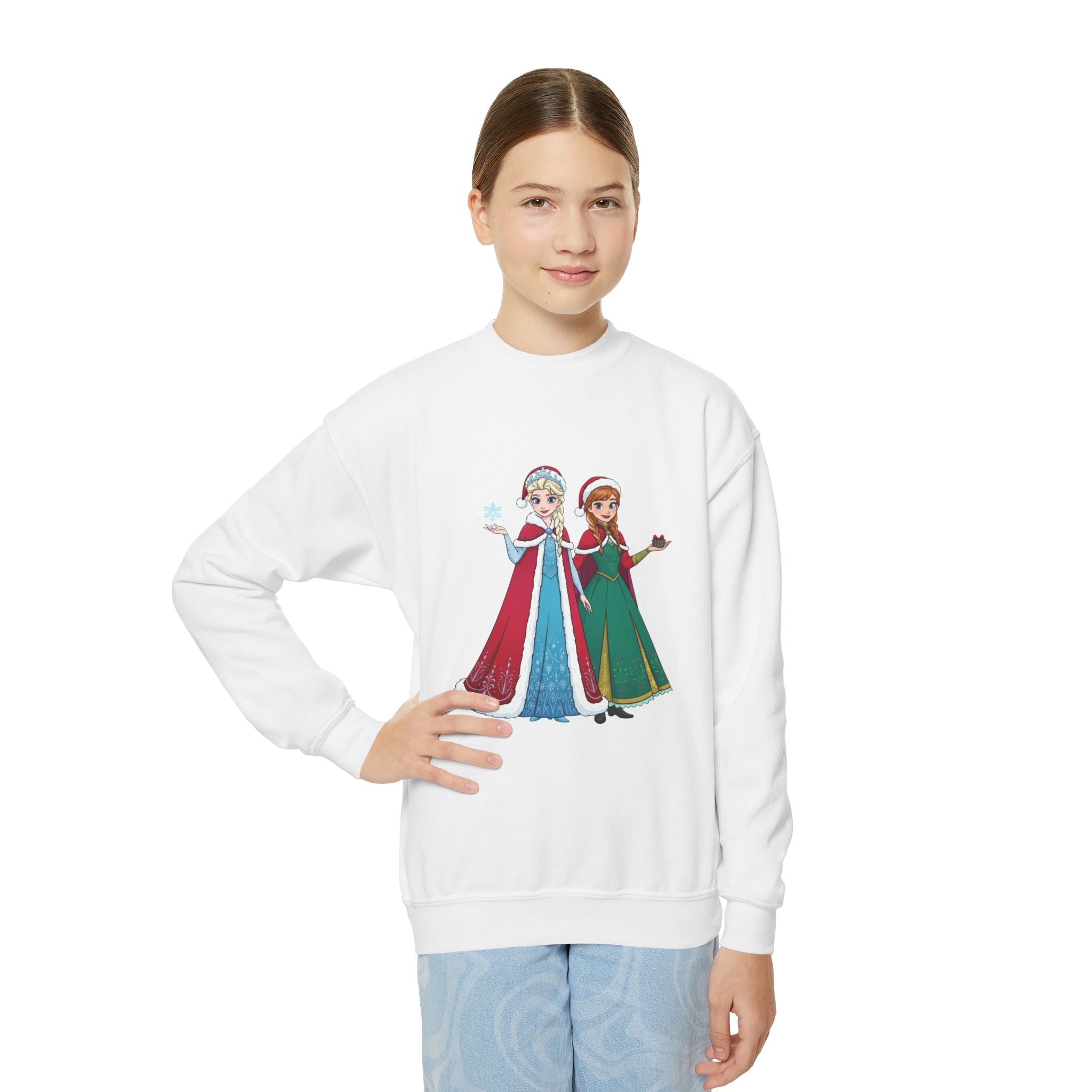 Girls' Princess Sisters Crewneck Sweatshirt – Winter Frozen-Inspired Design
