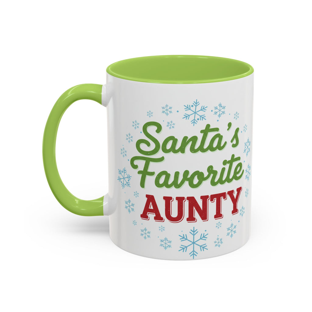 Santa's Favorite Aunty Accent Coffee Mug – Holiday Christmas Gift (11/15oz)