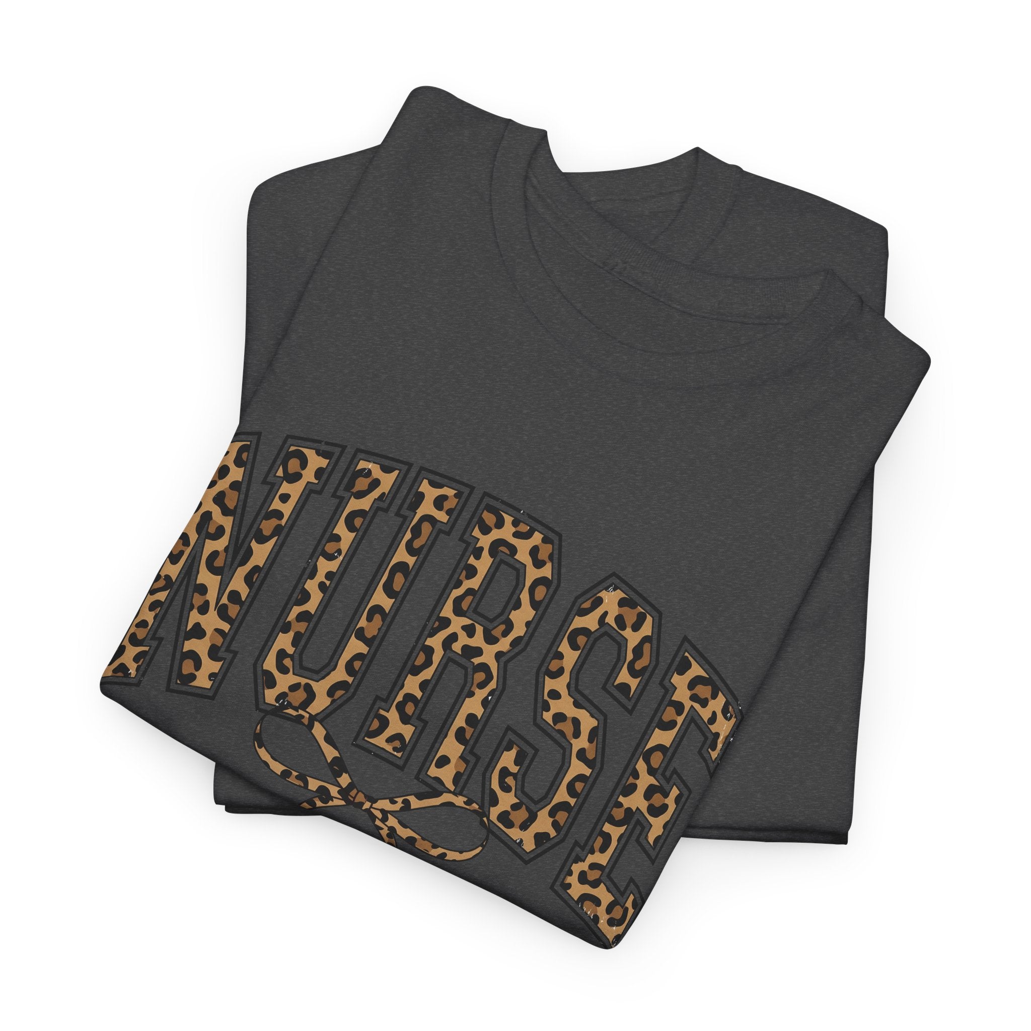 Nurse Leopard Print Tee — 'NURSE' Graphic T‑Shirt with Bow Accent, Gift for Nurses