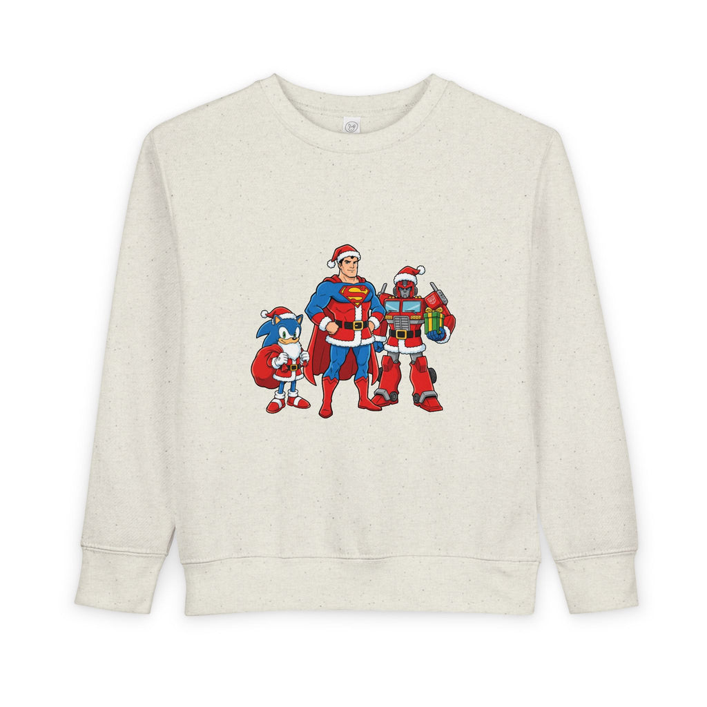 Kids Christmas Superhero Sweatshirt – Santa Cap Superhero Trio Toddler Pullover