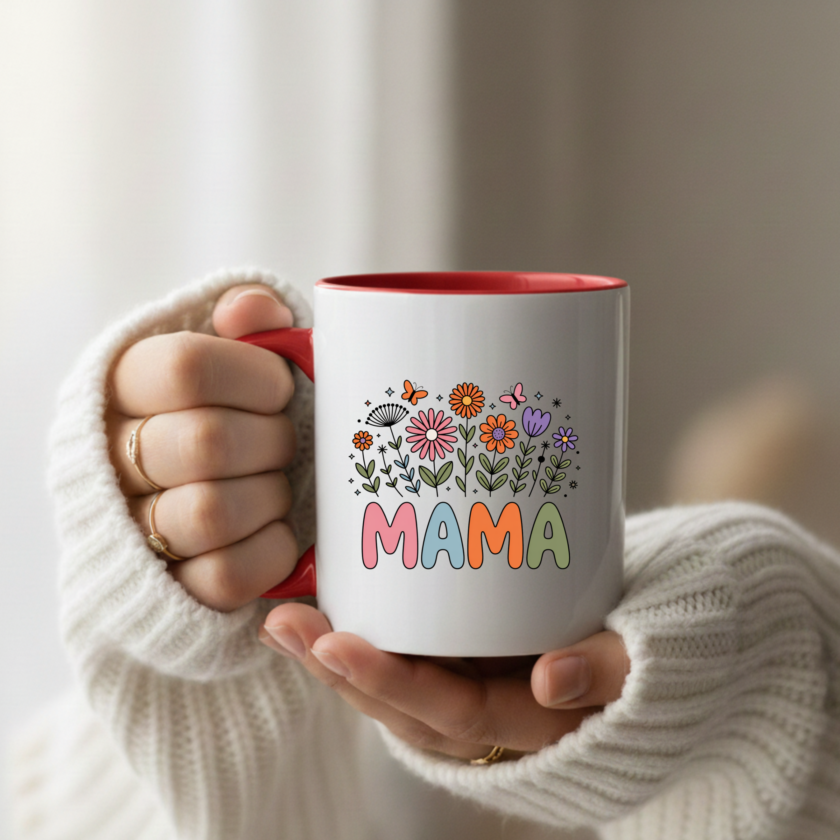 Mama Spring Floral Mug – Cute Mom Coffee Cup, Wildflower Mama Mug, Cozy Gift for Mom, Mother’s Day Coffee Mug 11oz