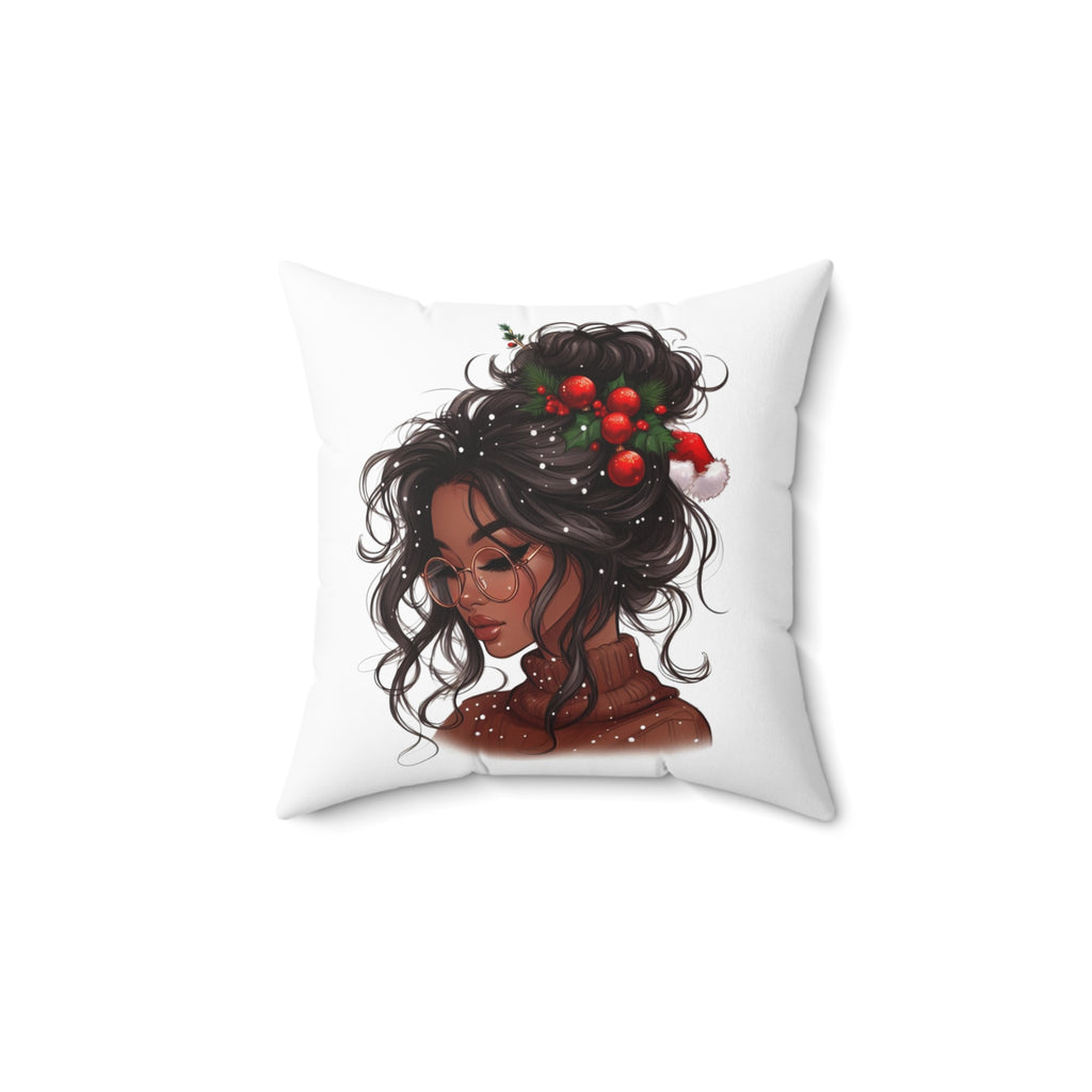 Holiday Cozy Pillow — Winter Woman Illustration Decorative Throw Pillow