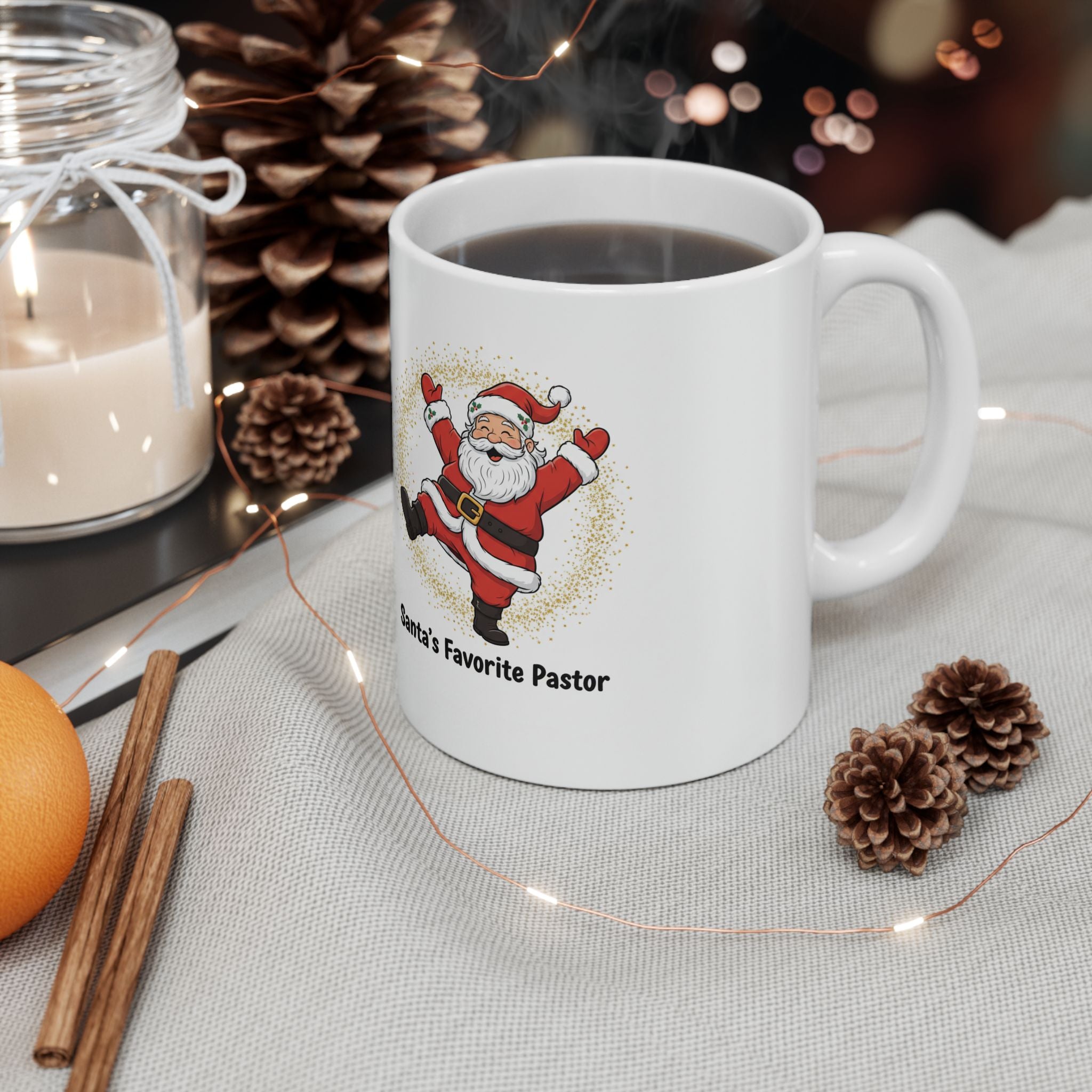 Santa's Favorite Dad Mug — Cute Dancing Santa Christmas Coffee Cup (11oz/15oz)