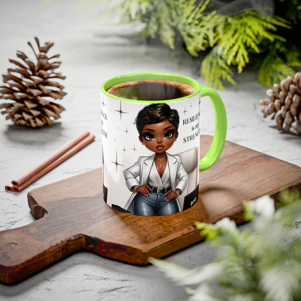 Motivational Black Boss Mug — “Resilience Is My Strength” Coffee Cup (11oz/15oz)