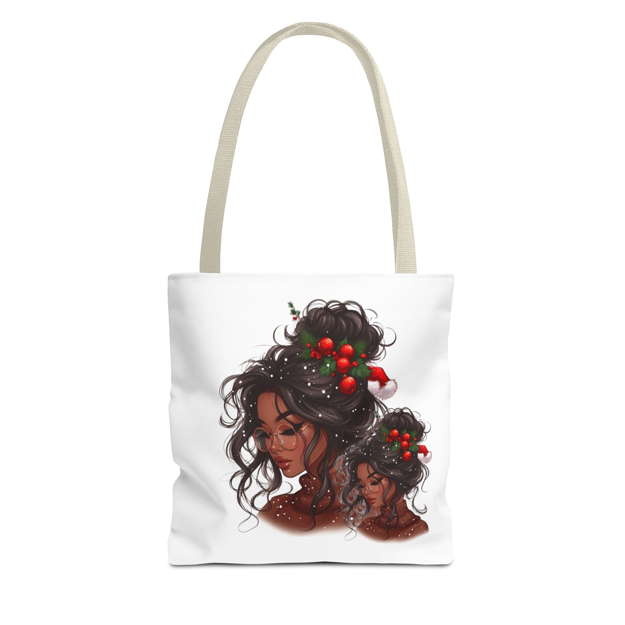 Holiday Berry Hair Tote Bag — Artistic Black Woman Portrait Tote