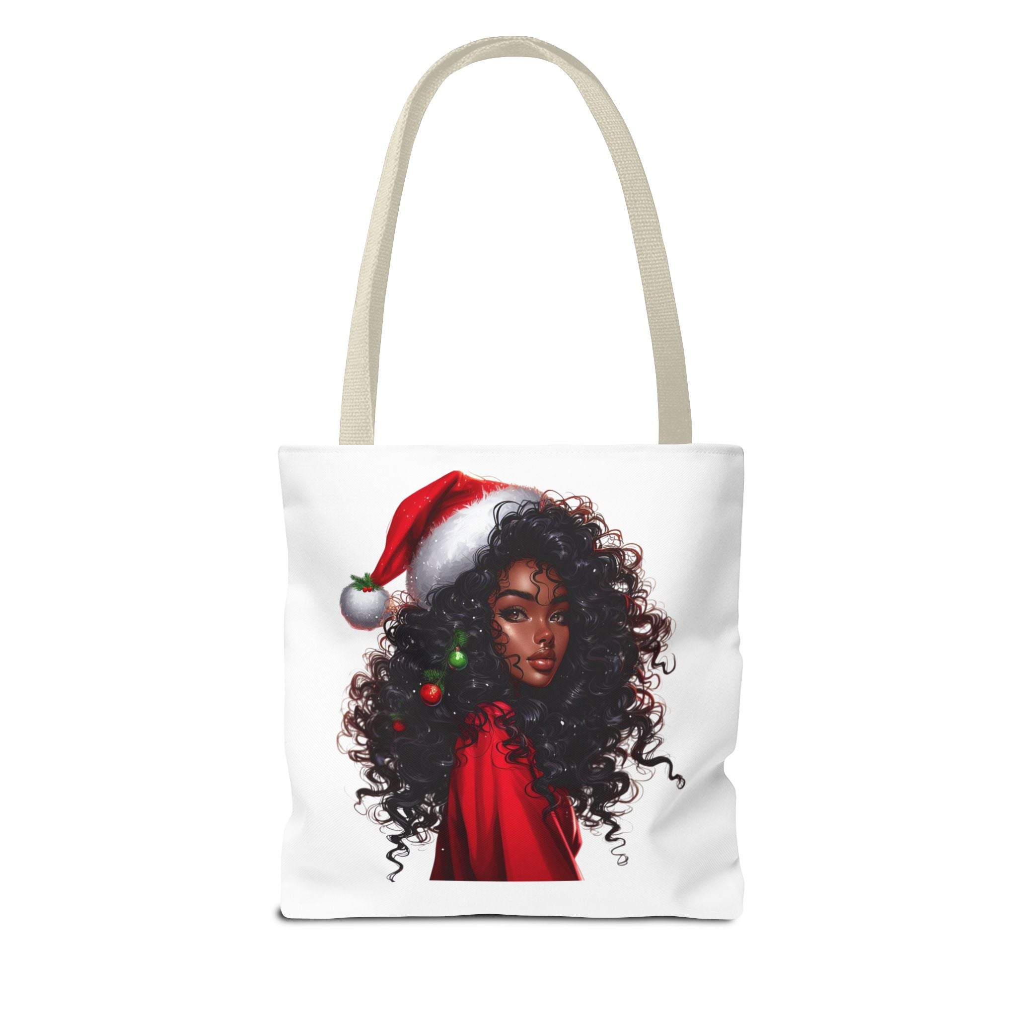 Black Girl Christmas Tote Bag — Festive Holiday Shopping Tote