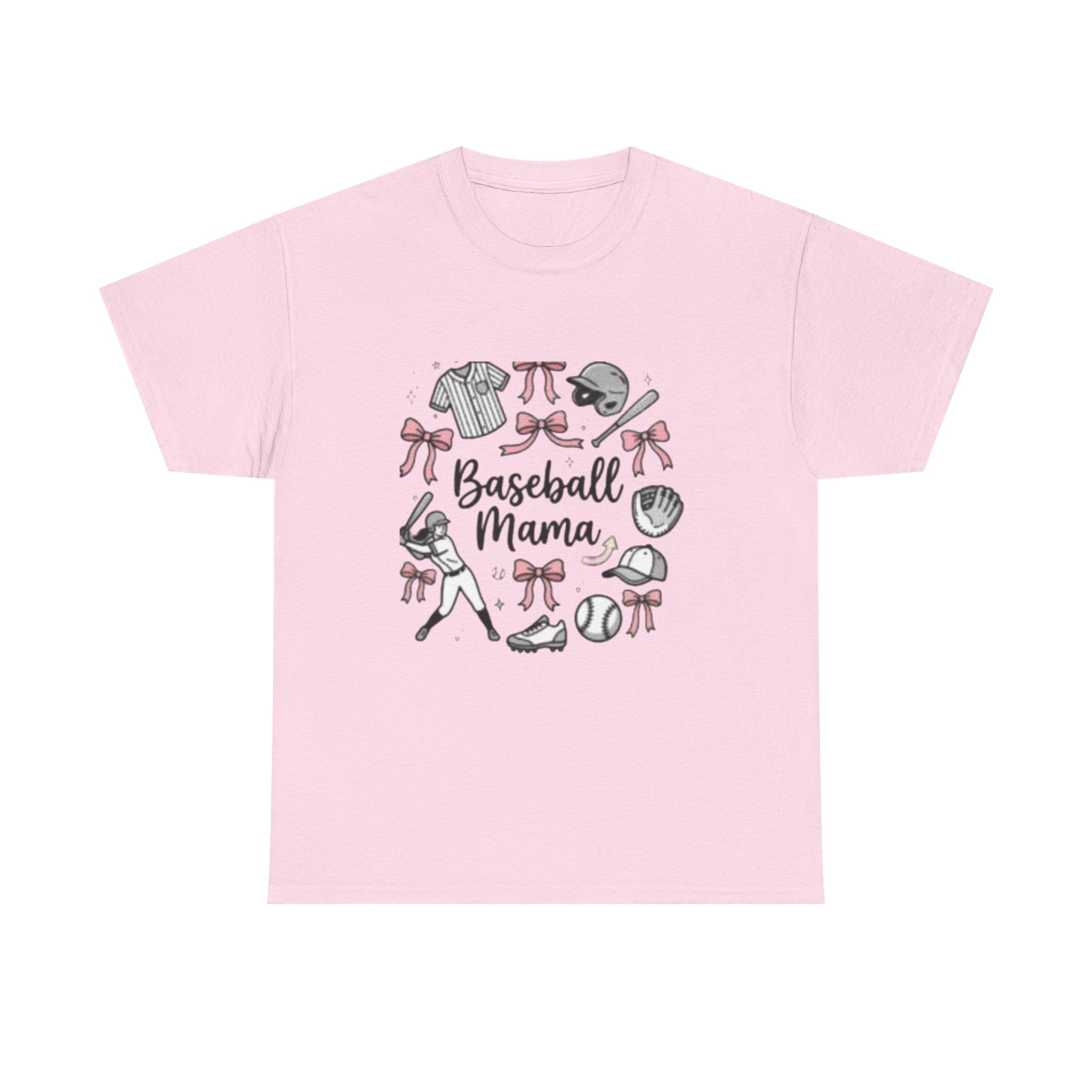 Baseball Mama T-Shirt — Cute Pink Baseball Mom Tee for Game Day