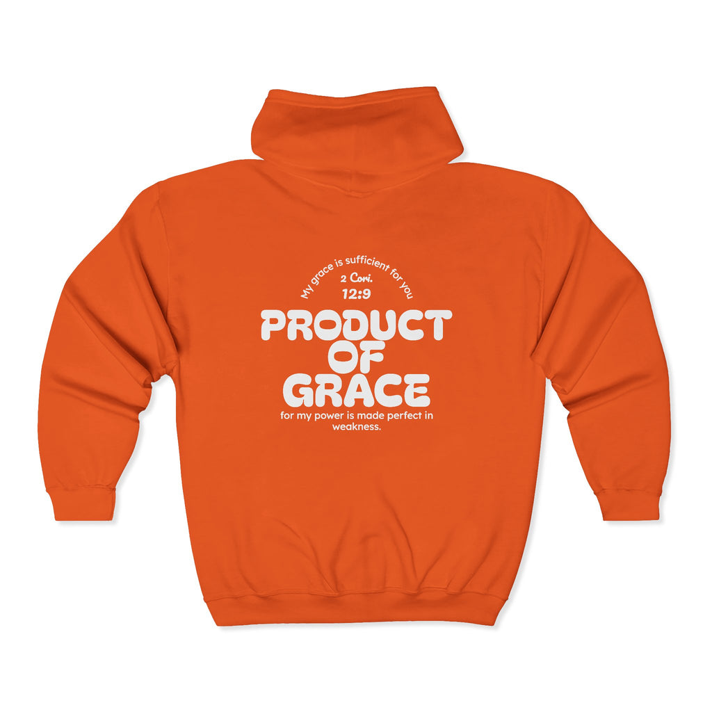 Grace Full-Zip Hoodie – "Product of Grace" Christian Zip-Up Sweatshirt