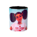 Canada Girl Accent Mug — "Oh Canada" Afro Puff Illustration, Canada Day, Mug Gift 11oz