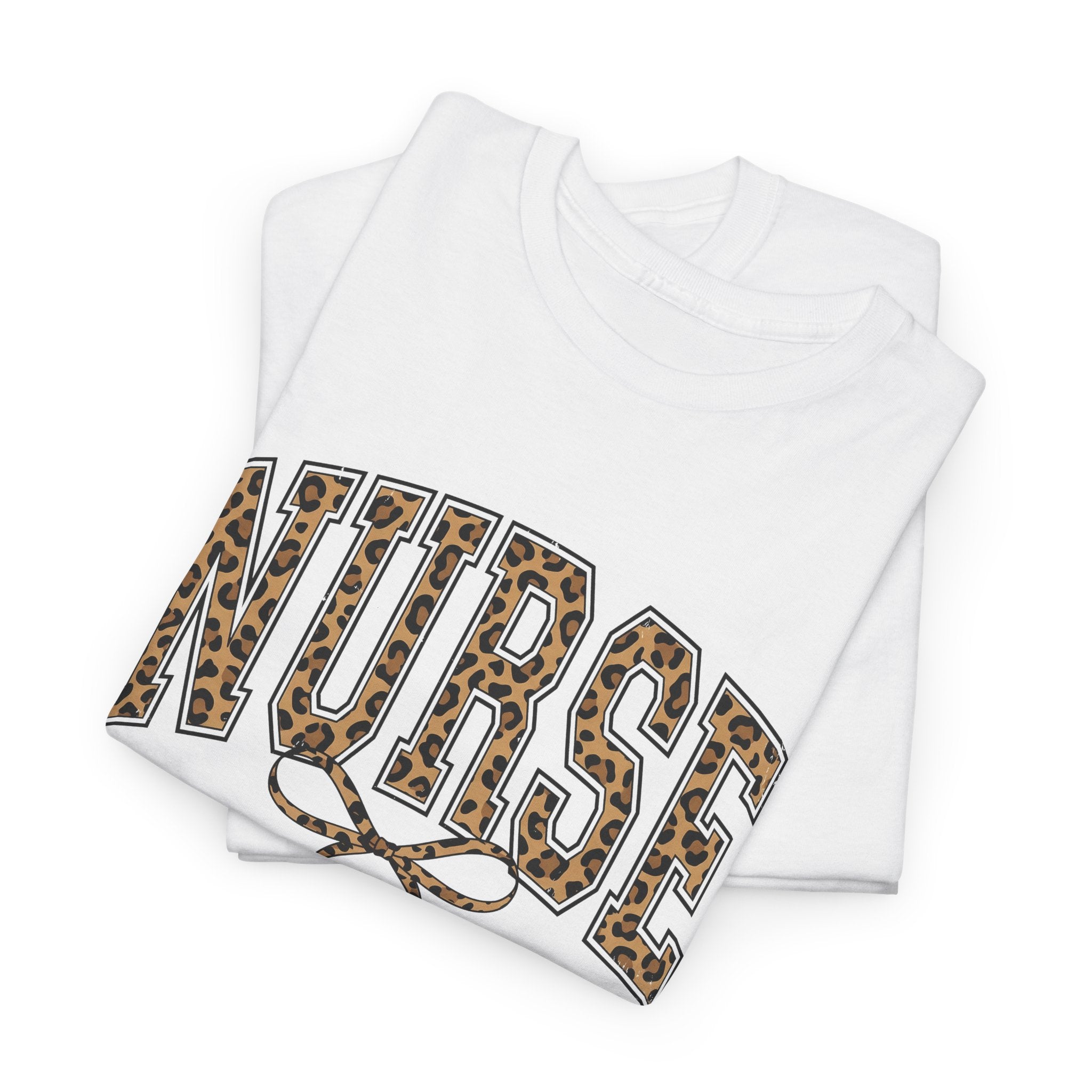 Nurse Leopard Print Tee — 'NURSE' Graphic T‑Shirt with Bow Accent, Gift for Nurses
