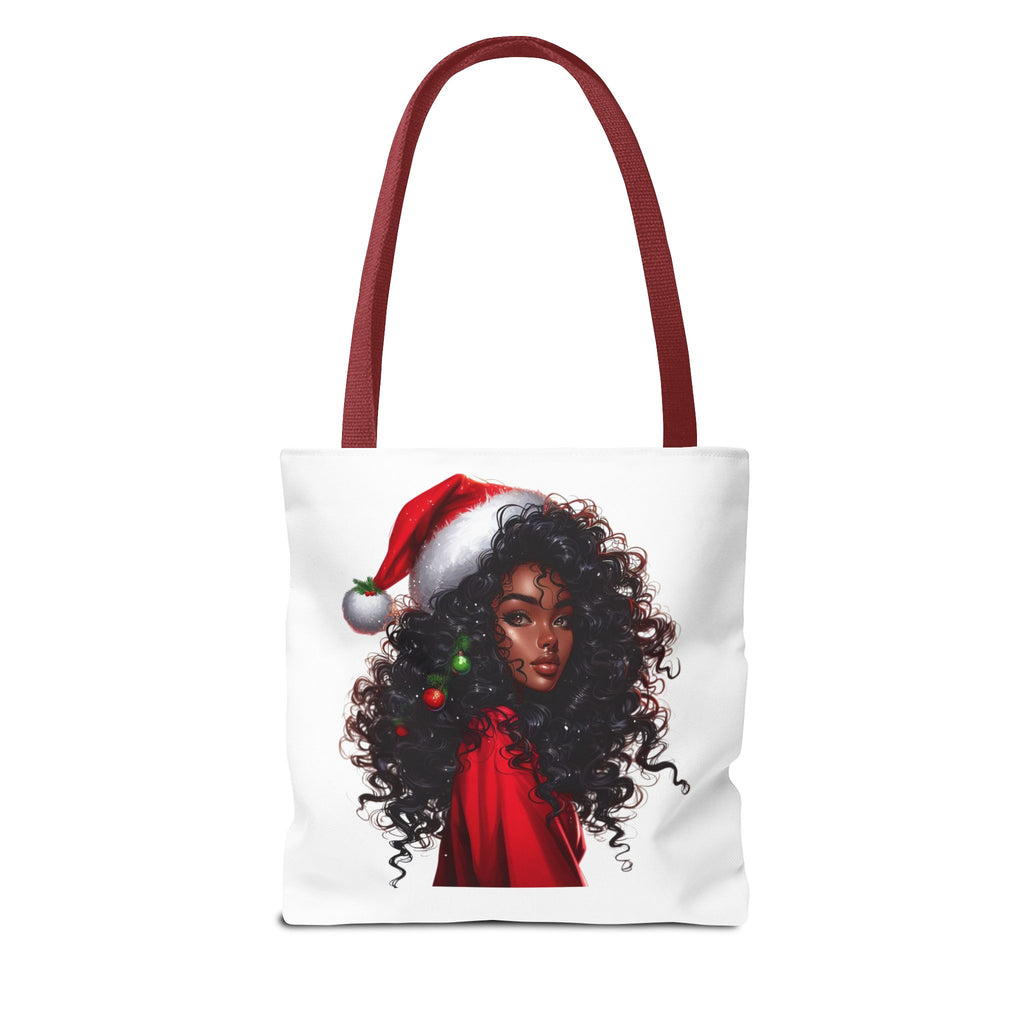 Black Girl Christmas Tote Bag — Festive Holiday Shopping Tote