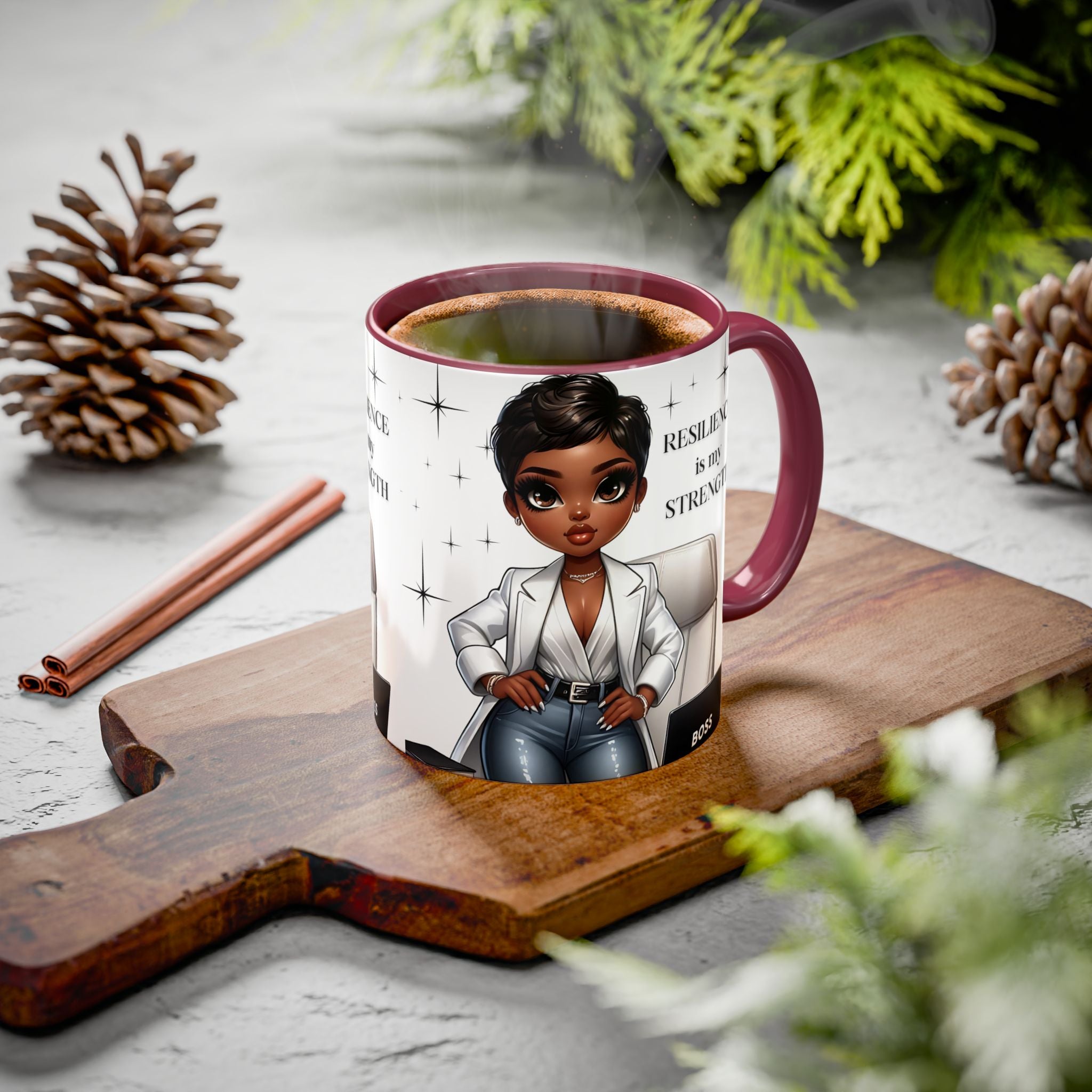 Motivational Black Boss Mug — “Resilience Is My Strength” Coffee Cup (11oz/15oz)