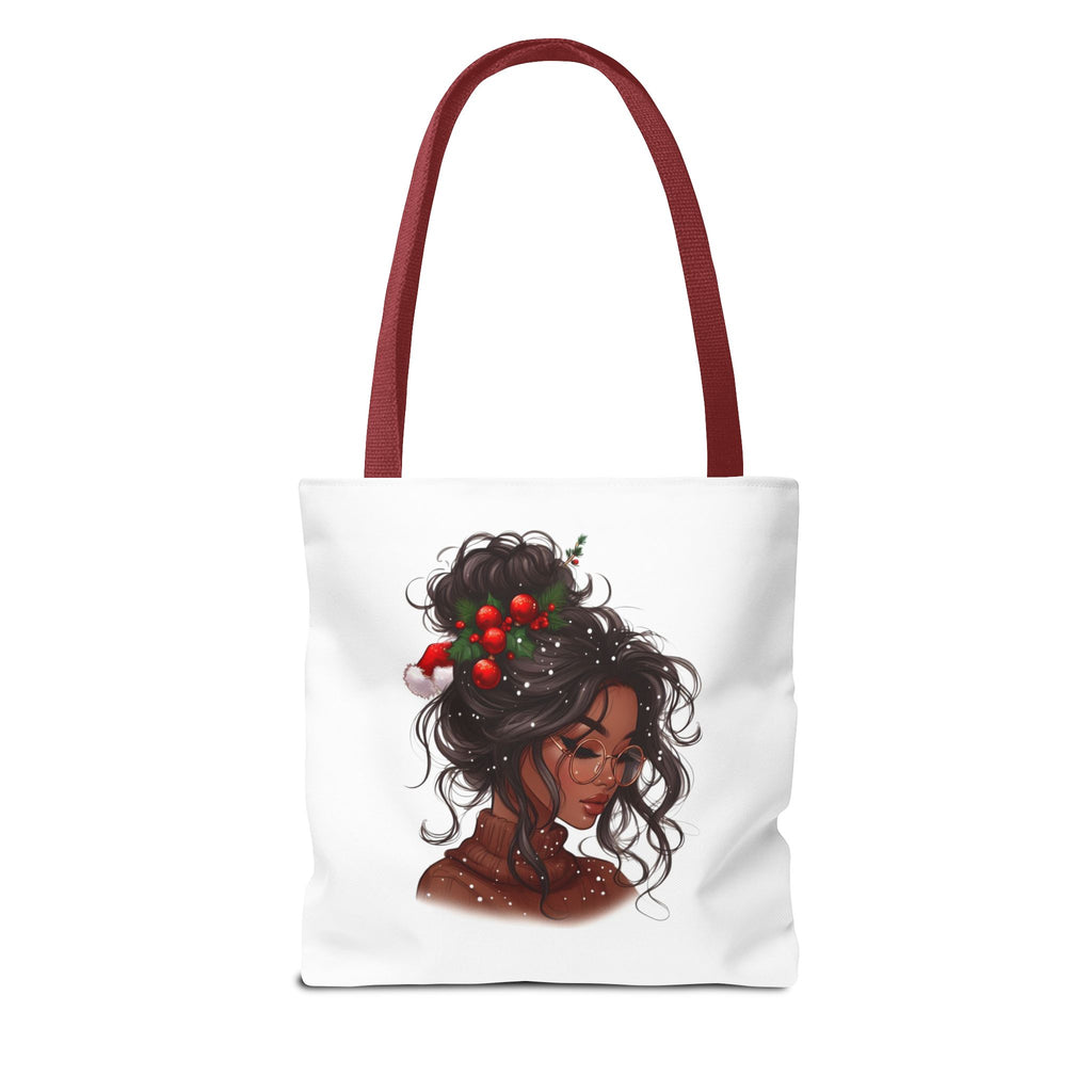 Holiday Berry Hair Tote Bag — Artistic Black Woman Portrait Tote