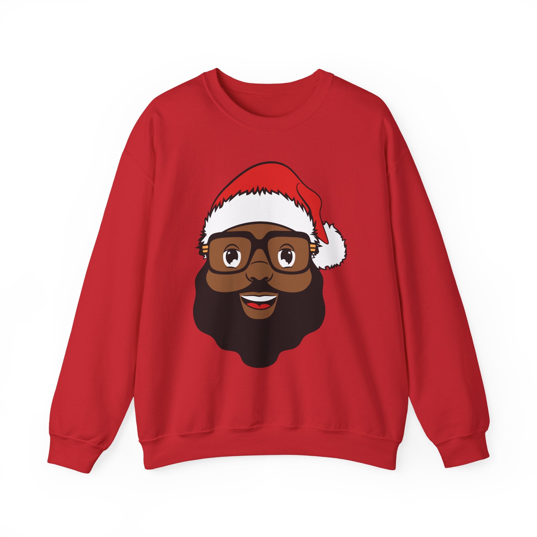 Bearded Black Santa face Crewneck Sweatshirt | Christmas holiday design