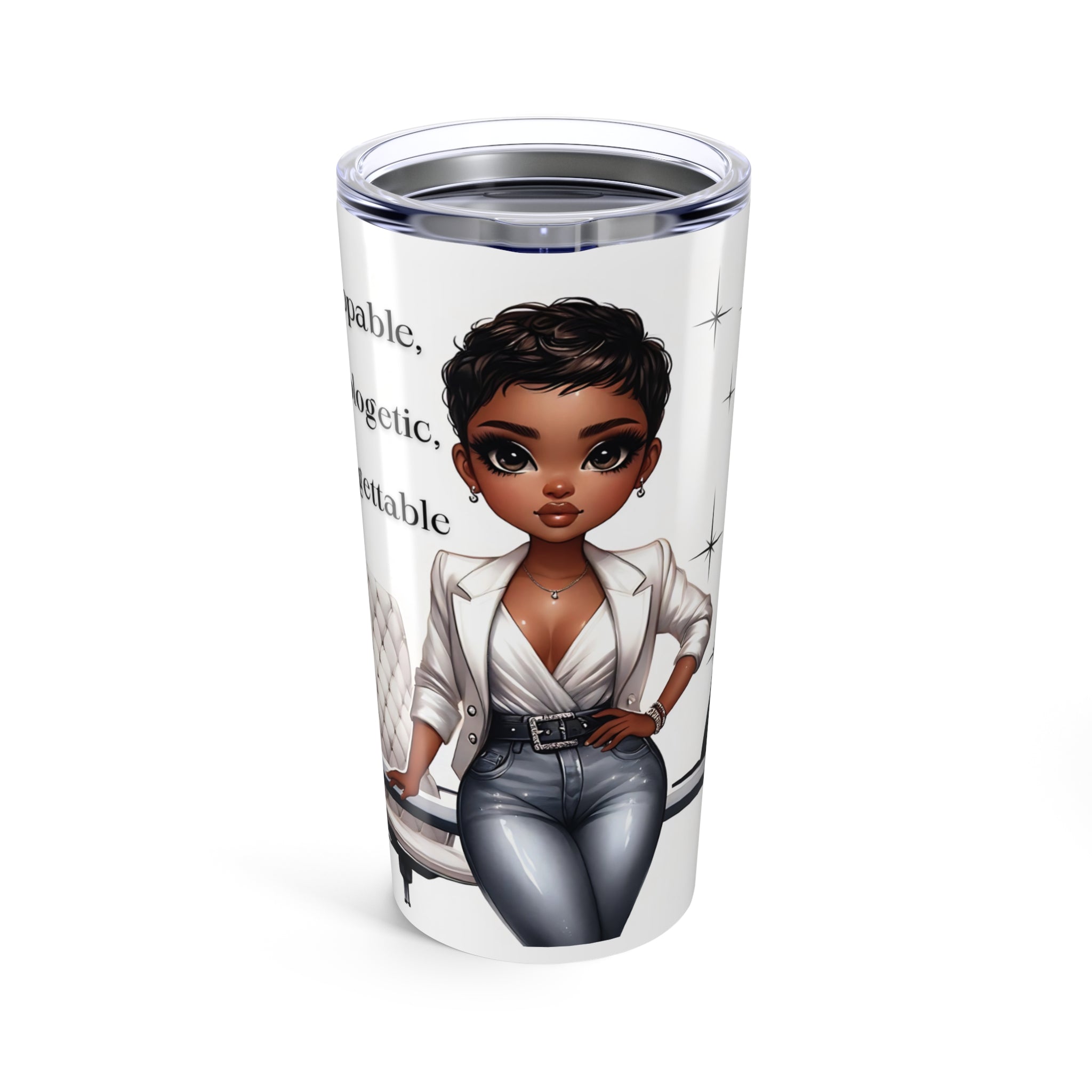 Empowered Woman Tumbler – Cute Black Girl Boss Travel Cup - 20oz