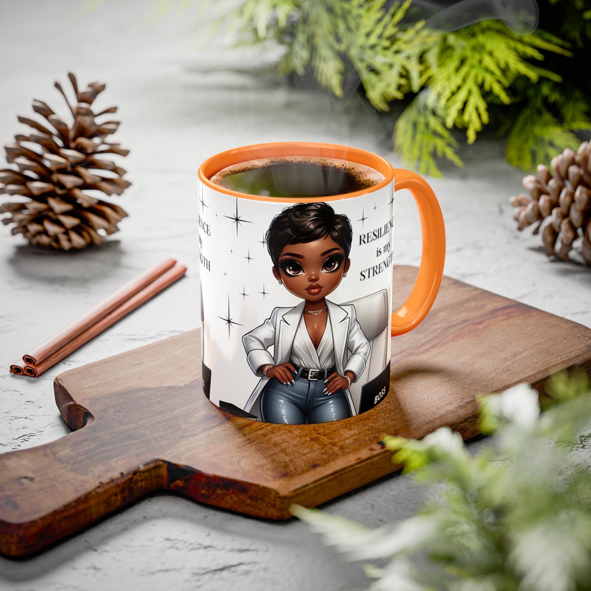 Motivational Black Boss Mug — “Resilience Is My Strength” Coffee Cup (11oz/15oz)