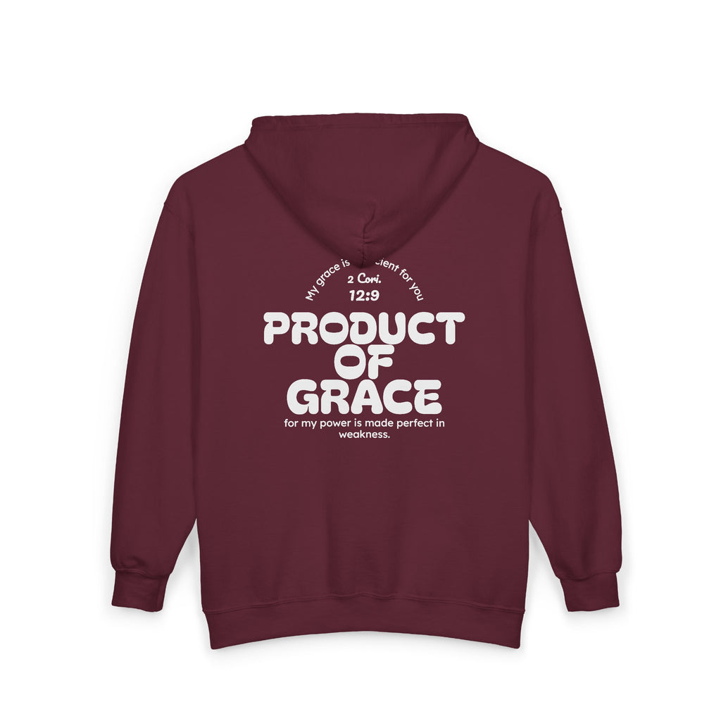 Grace Full-Zip Hoodie – "Product of Grace" Christian Zip-Up Sweatshirt