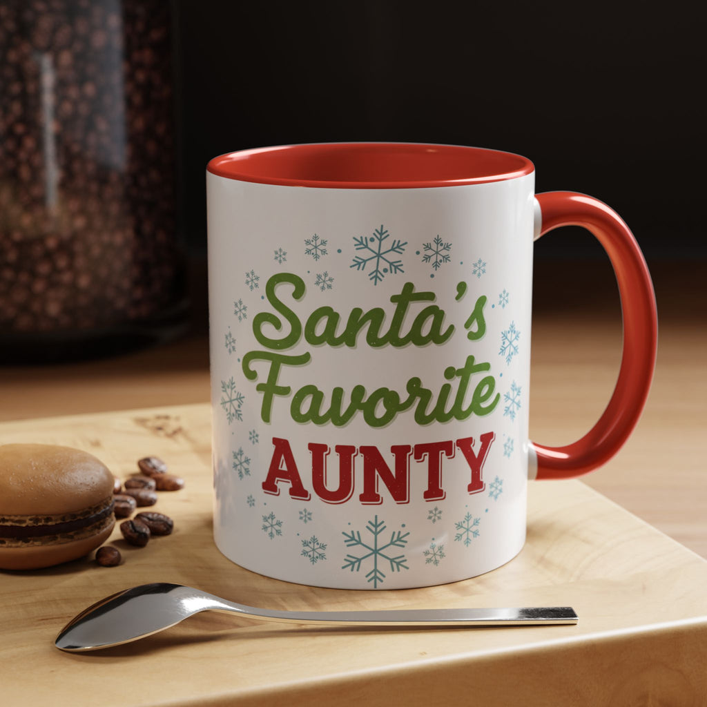 Santa's Favorite Aunty Accent Coffee Mug – Holiday Christmas Gift (11/15oz)