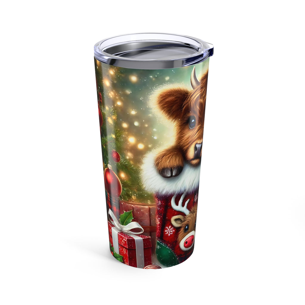 Christmas Cow Tumbler – Cute Holiday Reindeer Design 20oz