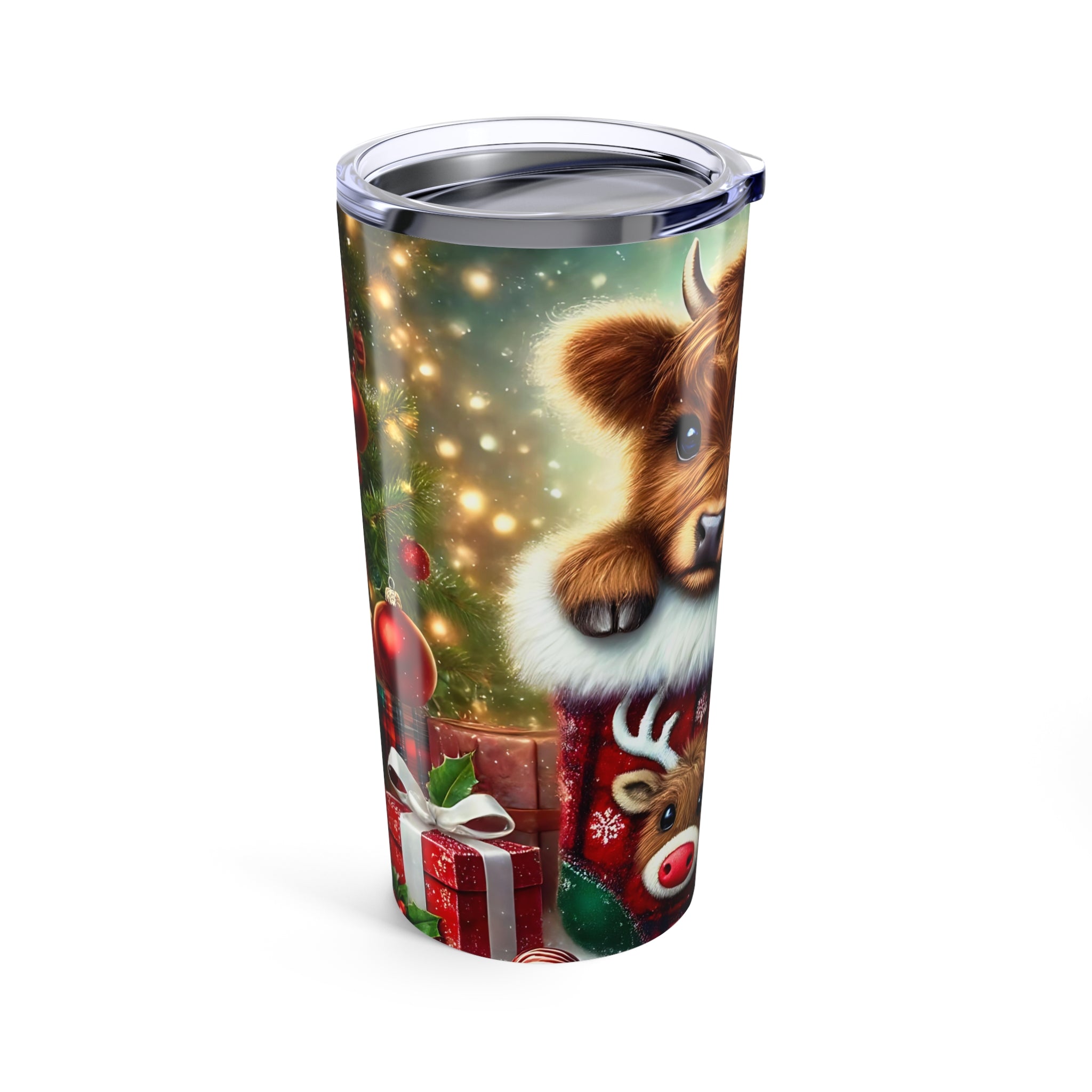 Christmas Cow Tumbler – Cute Holiday Reindeer Design 20oz