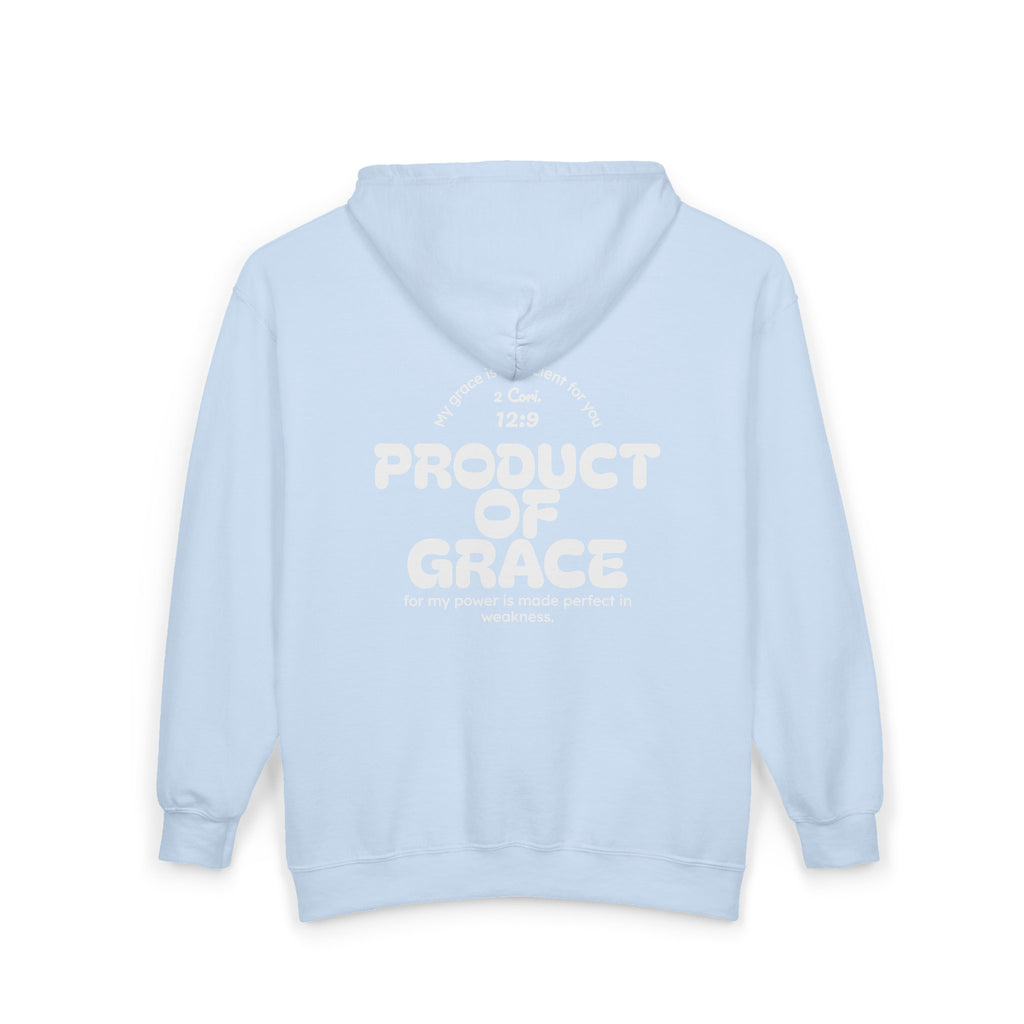 Grace Full-Zip Hoodie – "Product of Grace" Christian Zip-Up Sweatshirt