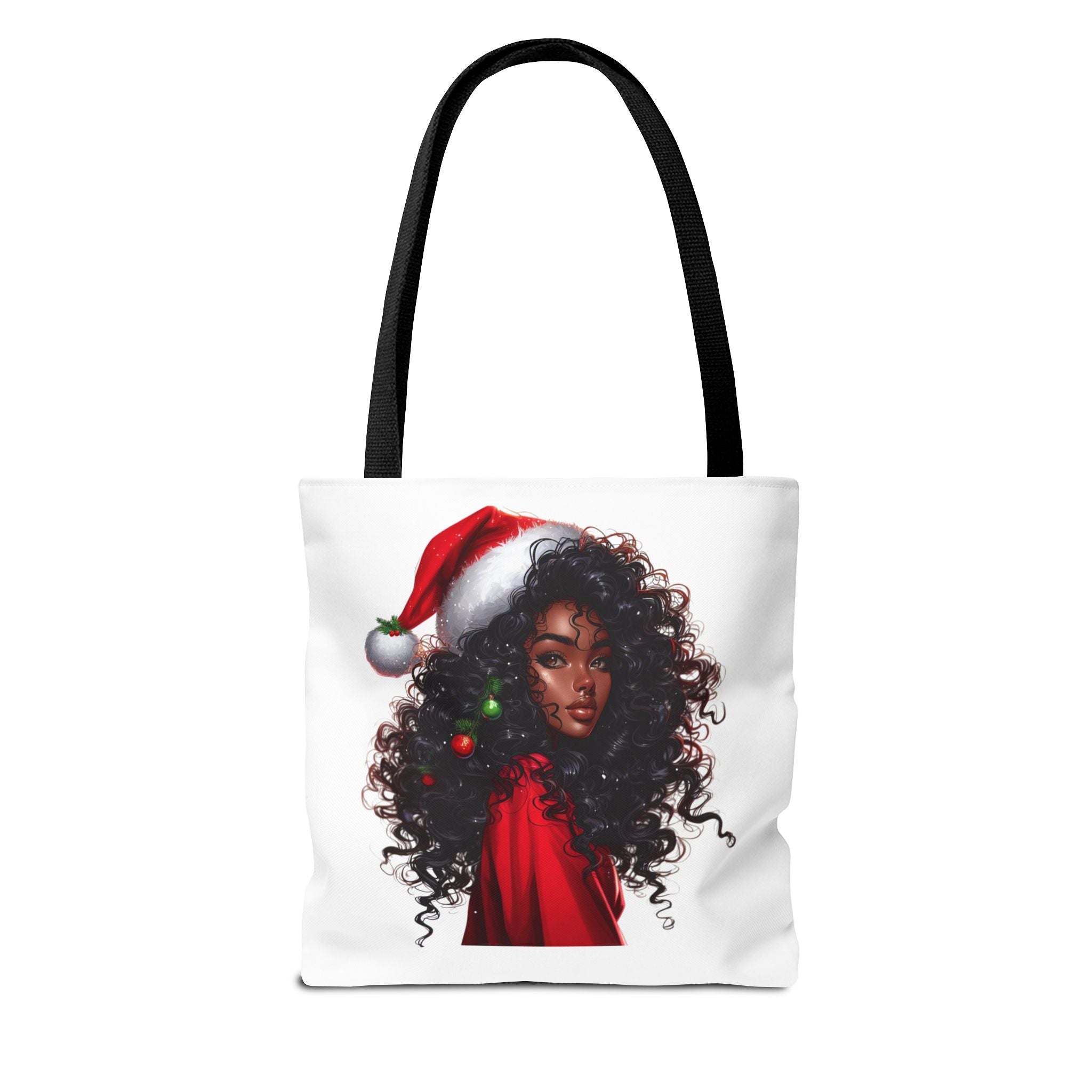 Black Girl Christmas Tote Bag — Festive Holiday Shopping Tote