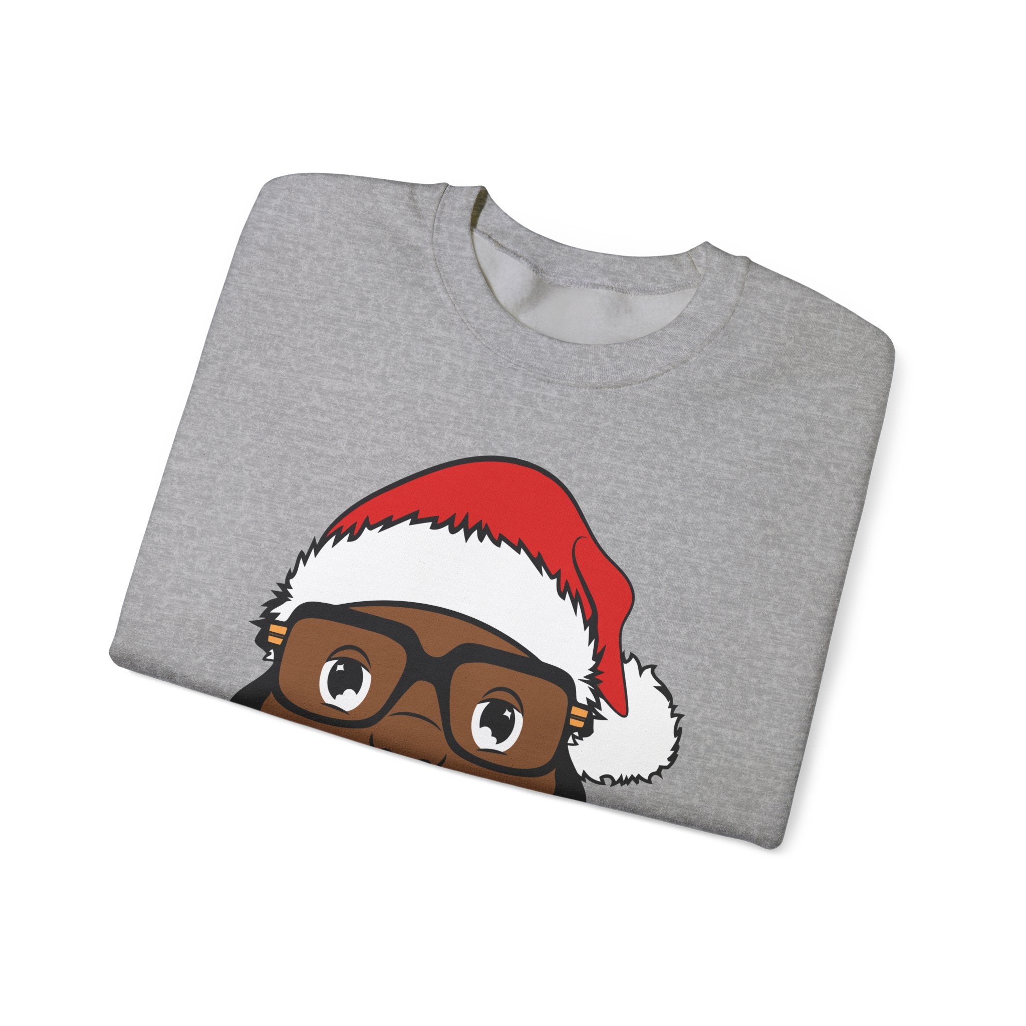 Bearded Black Santa face Crewneck Sweatshirt | Christmas holiday design