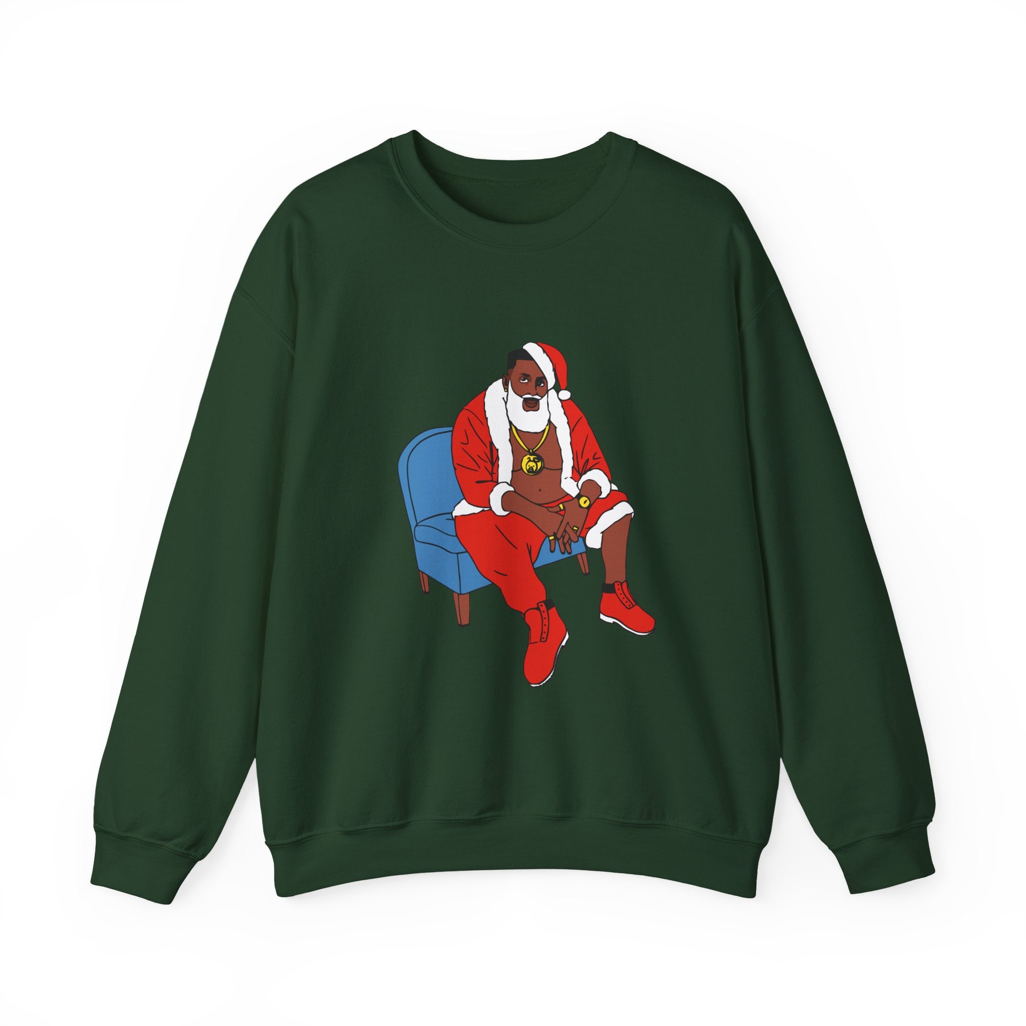 Hip Hop Santa Claus Crewneck Sweatshirt - Festive Winter Holiday Jumper, Christmas Xmas Gift Top, Urban Streetwear Pullover, Cool Santa