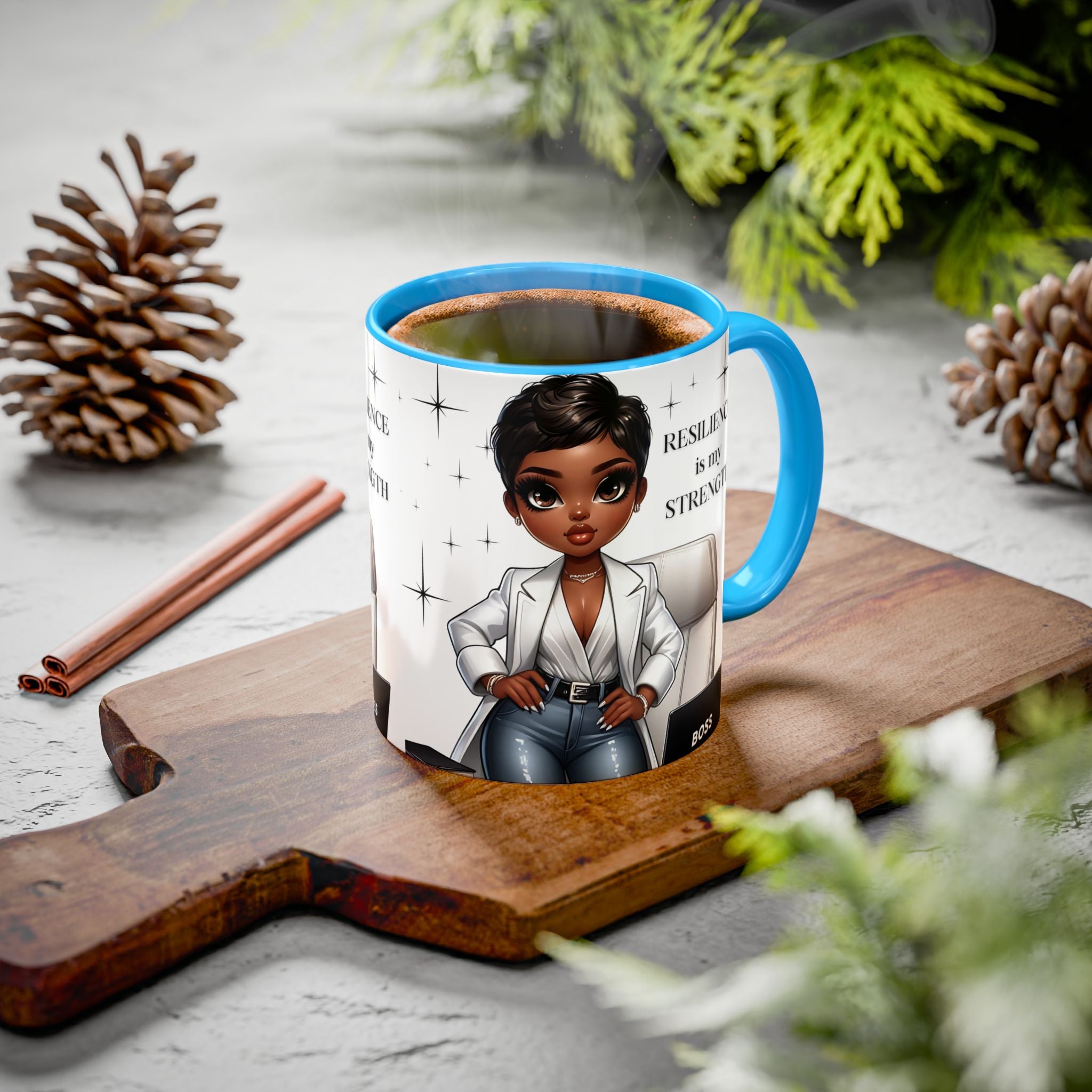 Motivational Black Boss Mug — “Resilience Is My Strength” Coffee Cup (11oz/15oz)