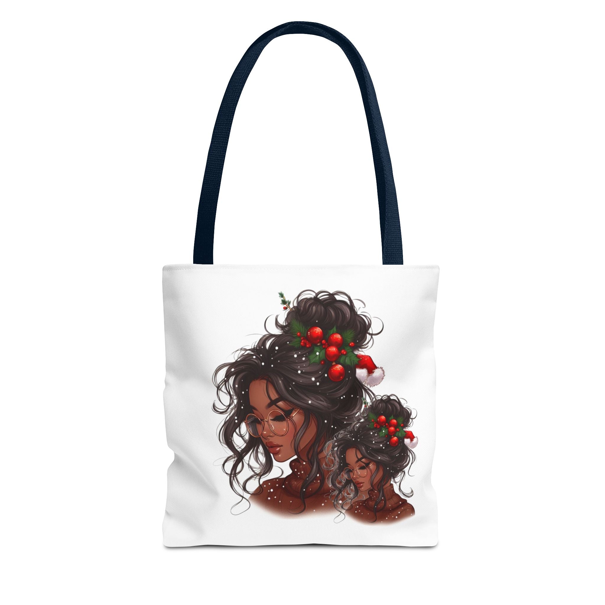 Holiday Berry Hair Tote Bag — Artistic Black Woman Portrait Tote