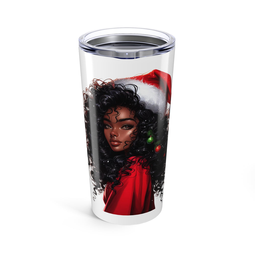 Black Girl Santa 20oz Tumbler — Festive Christmas Travel Mug