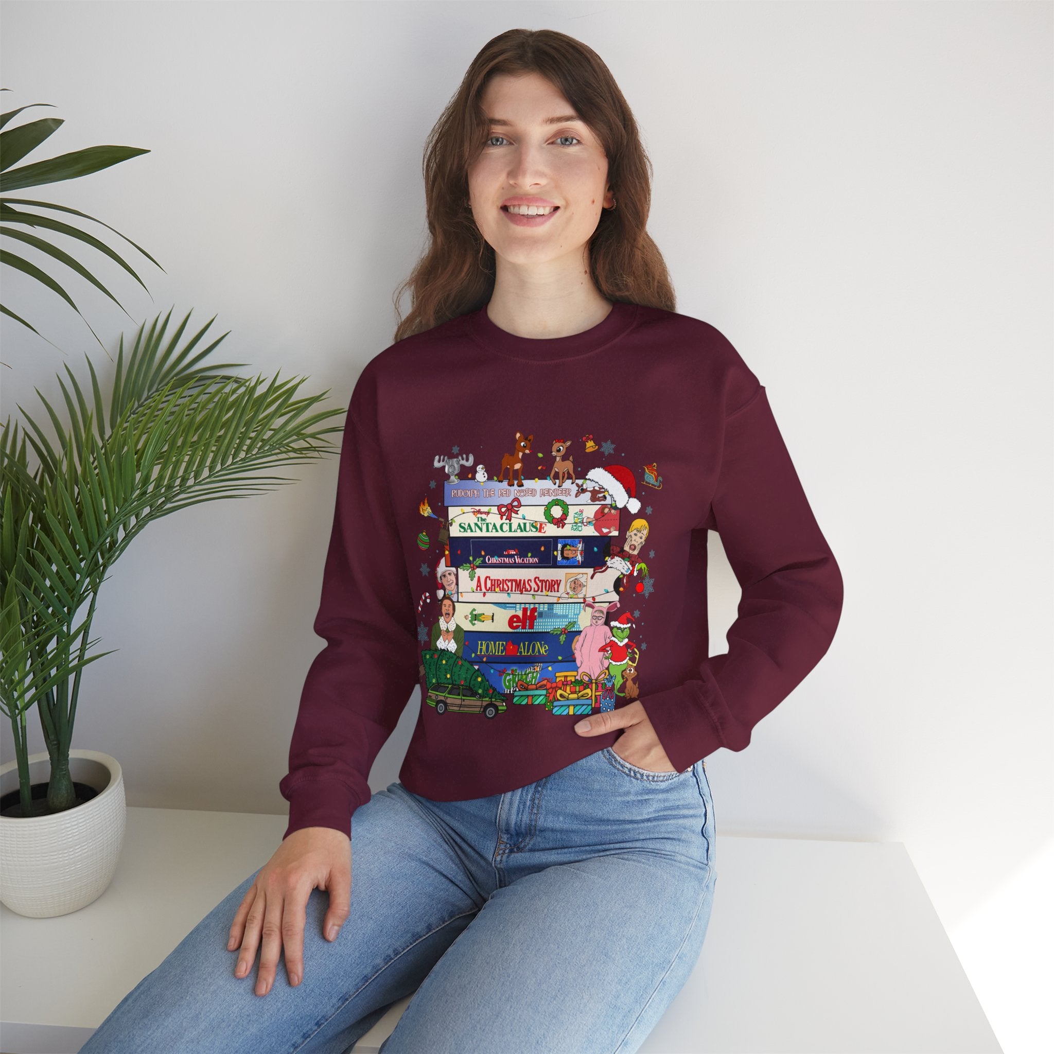 Stacked Holiday Classics sweatshirt | Christmas movie stack crewneck| Retro Holiday| Funny Festive Crewneck| Merry Christmas 90s Movie
