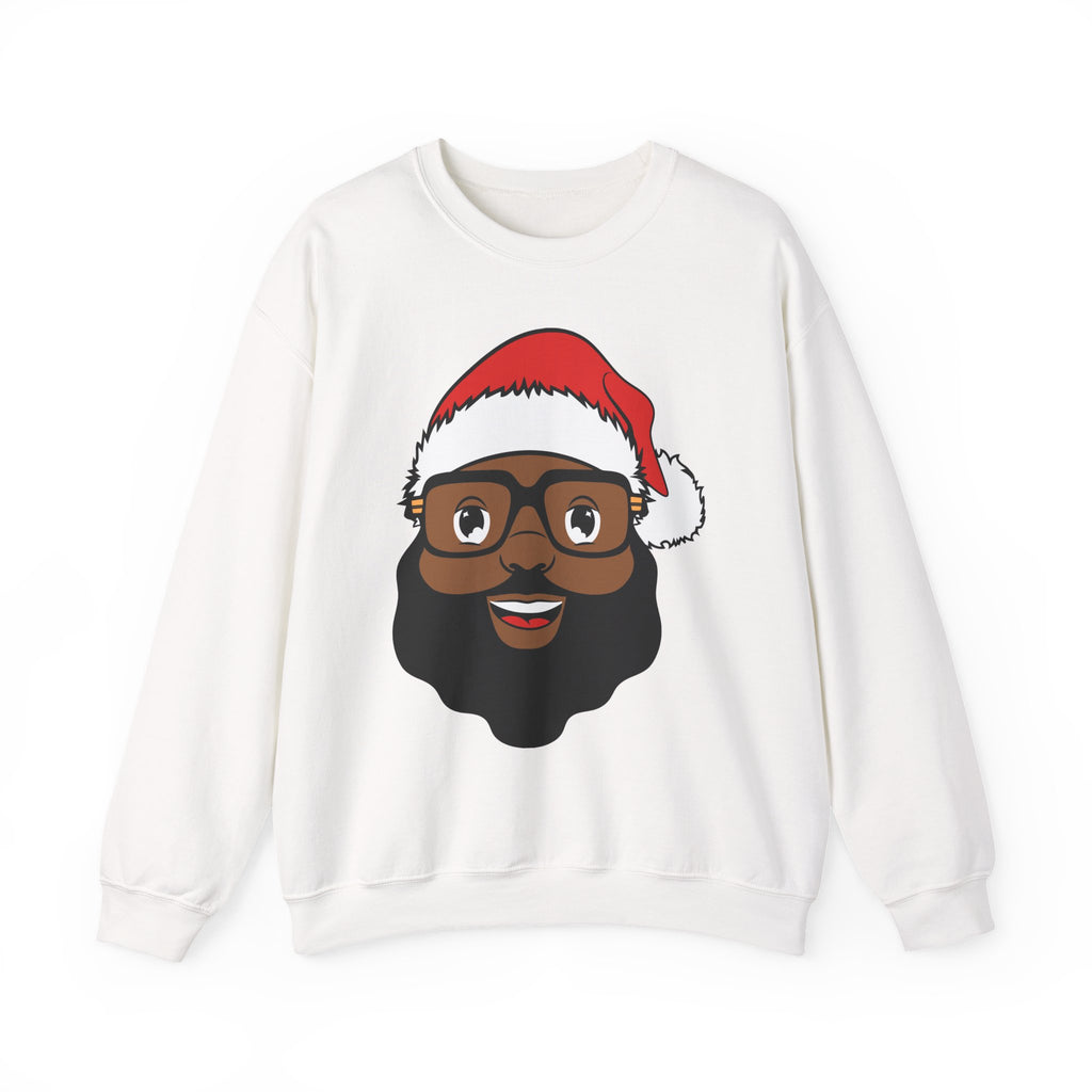 Bearded Black Santa face Crewneck Sweatshirt | Christmas holiday design
