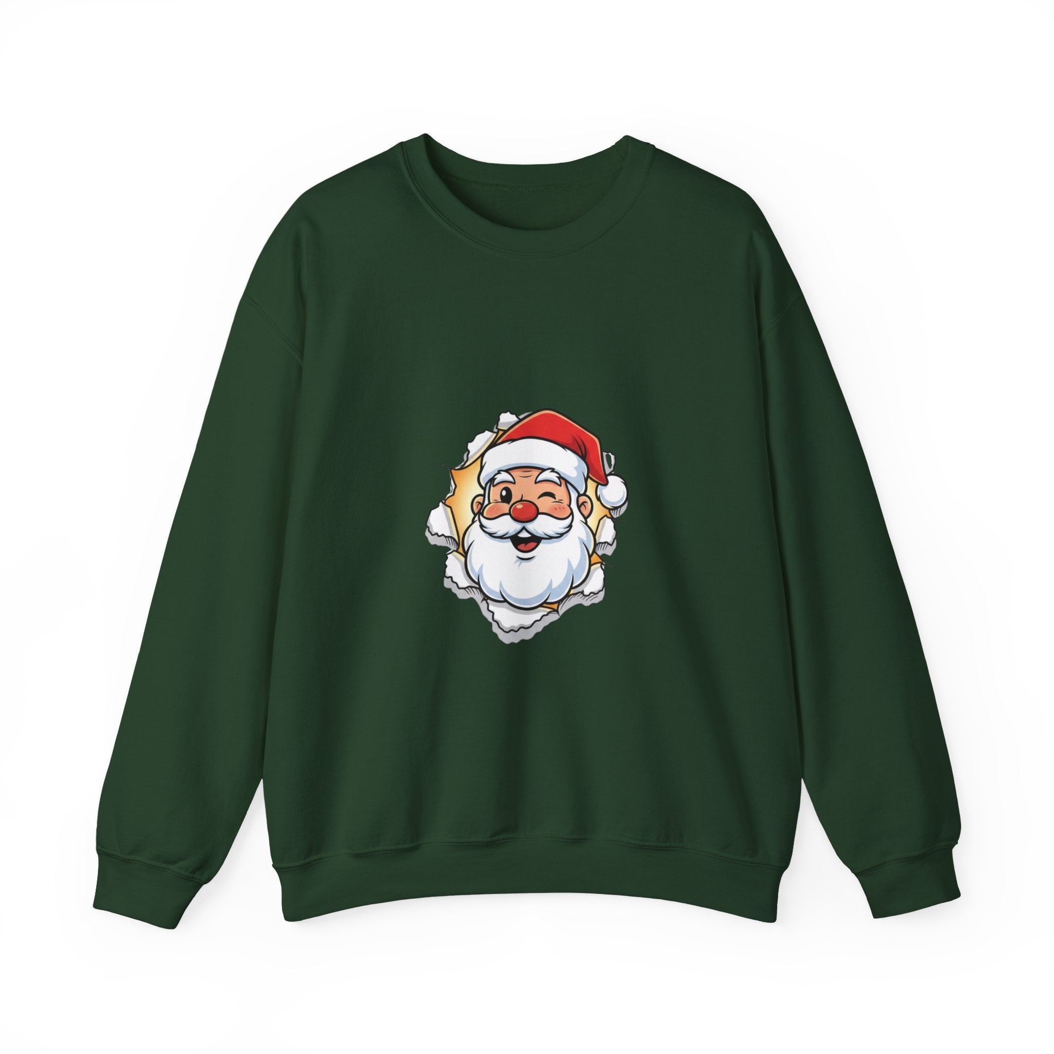 Santa Claus Face Crewneck Sweatshirt — Cute Holiday Christmas Sweater