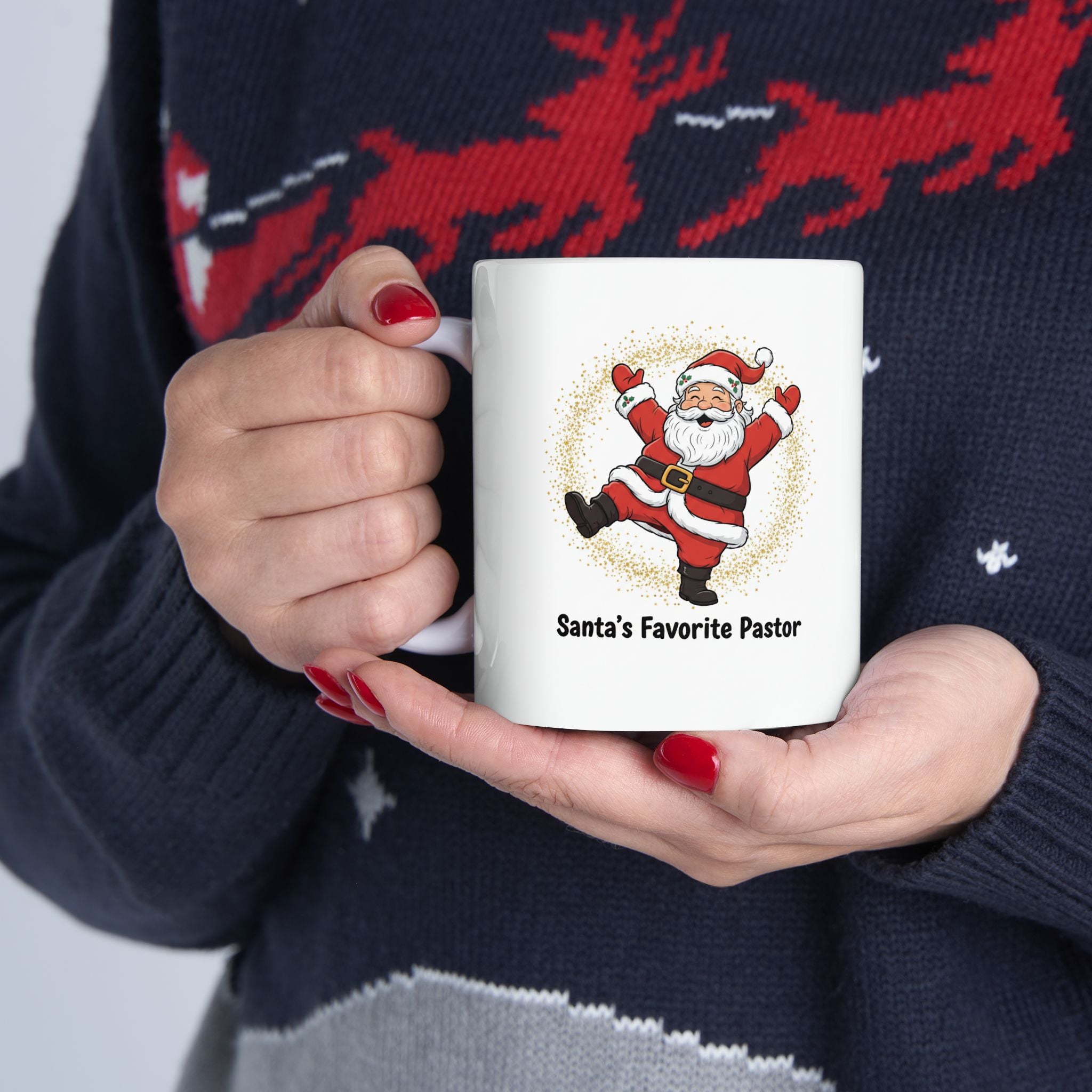 Santa's Favorite Dad Mug — Cute Dancing Santa Christmas Coffee Cup (11oz/15oz)