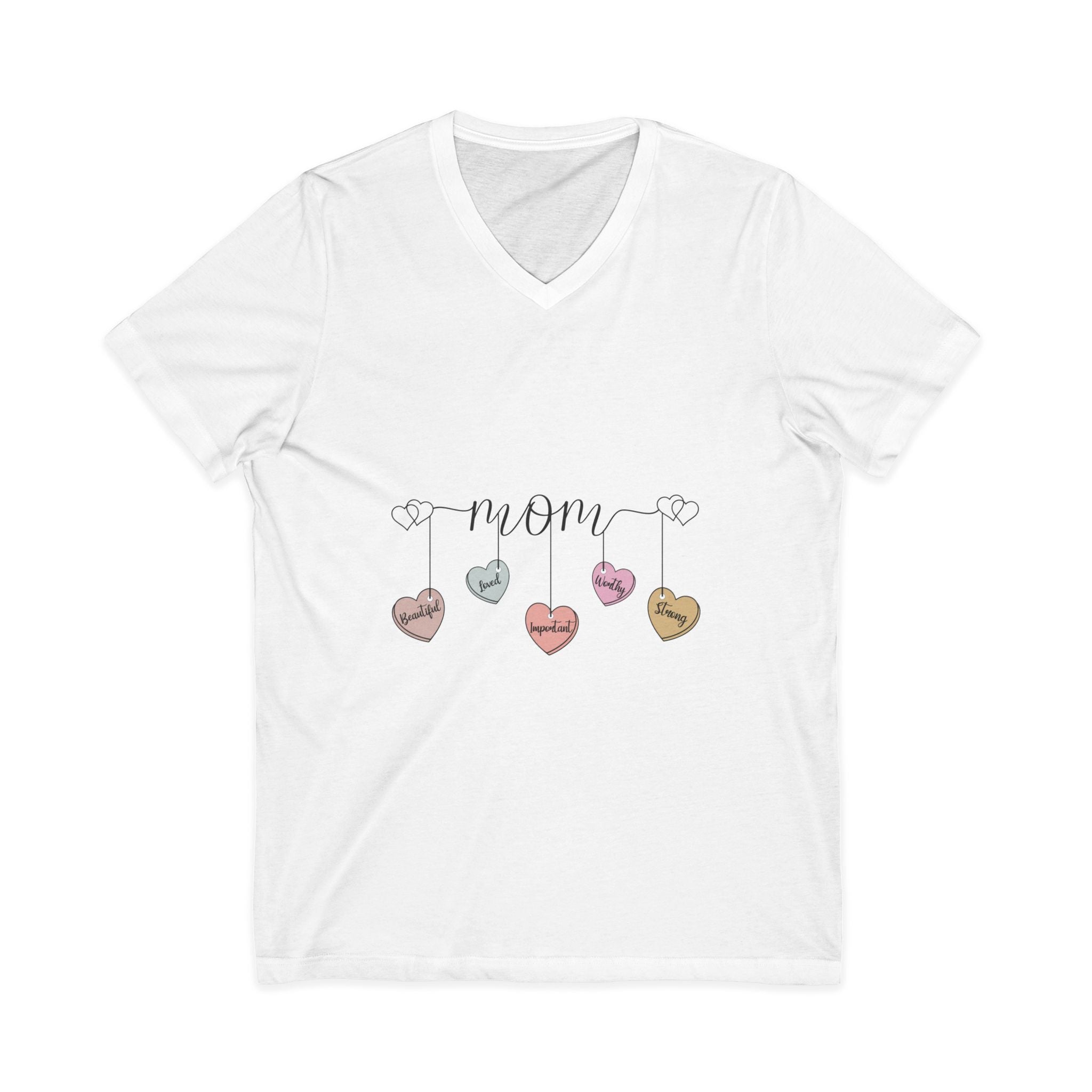 Hanging Hearts 'mom' Typography T-Shirt | Heart Name Family Shirt