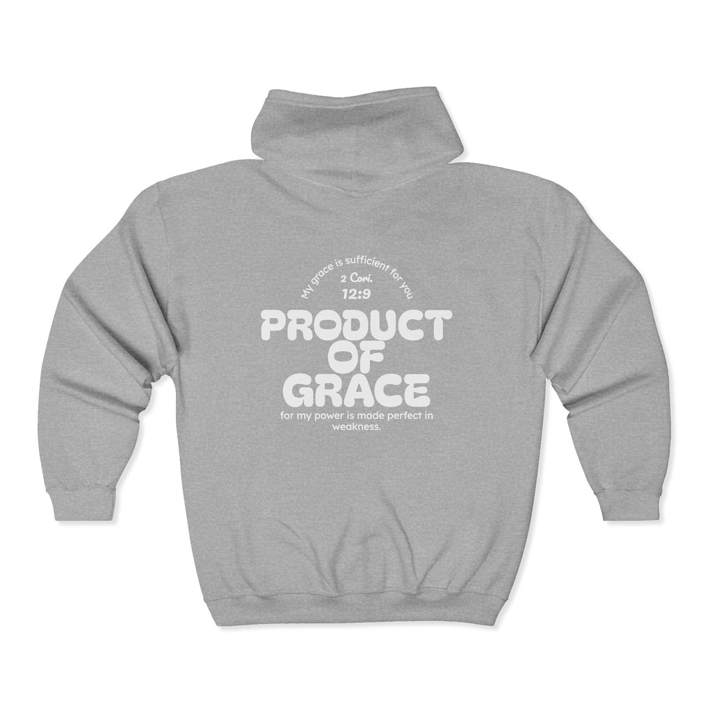 Grace Full-Zip Hoodie – "Product of Grace" Christian Zip-Up Sweatshirt