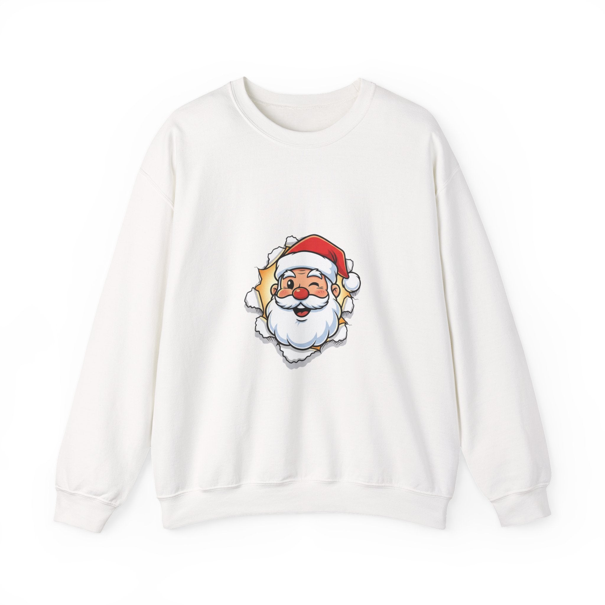 Santa Claus Face Crewneck Sweatshirt — Cute Holiday Christmas Sweater