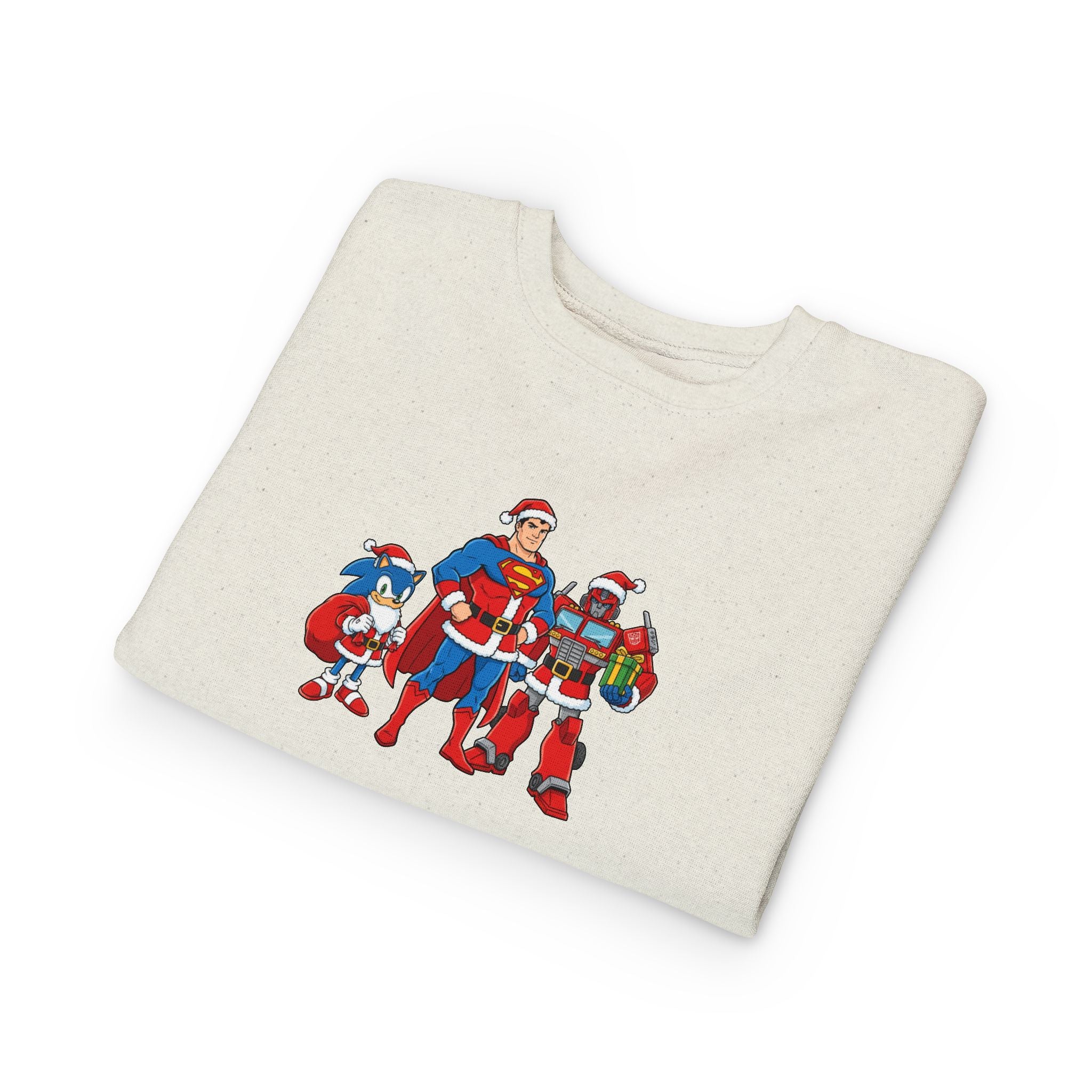 Kids Christmas Superhero Sweatshirt – Santa Cap Superhero Trio Toddler Pullover