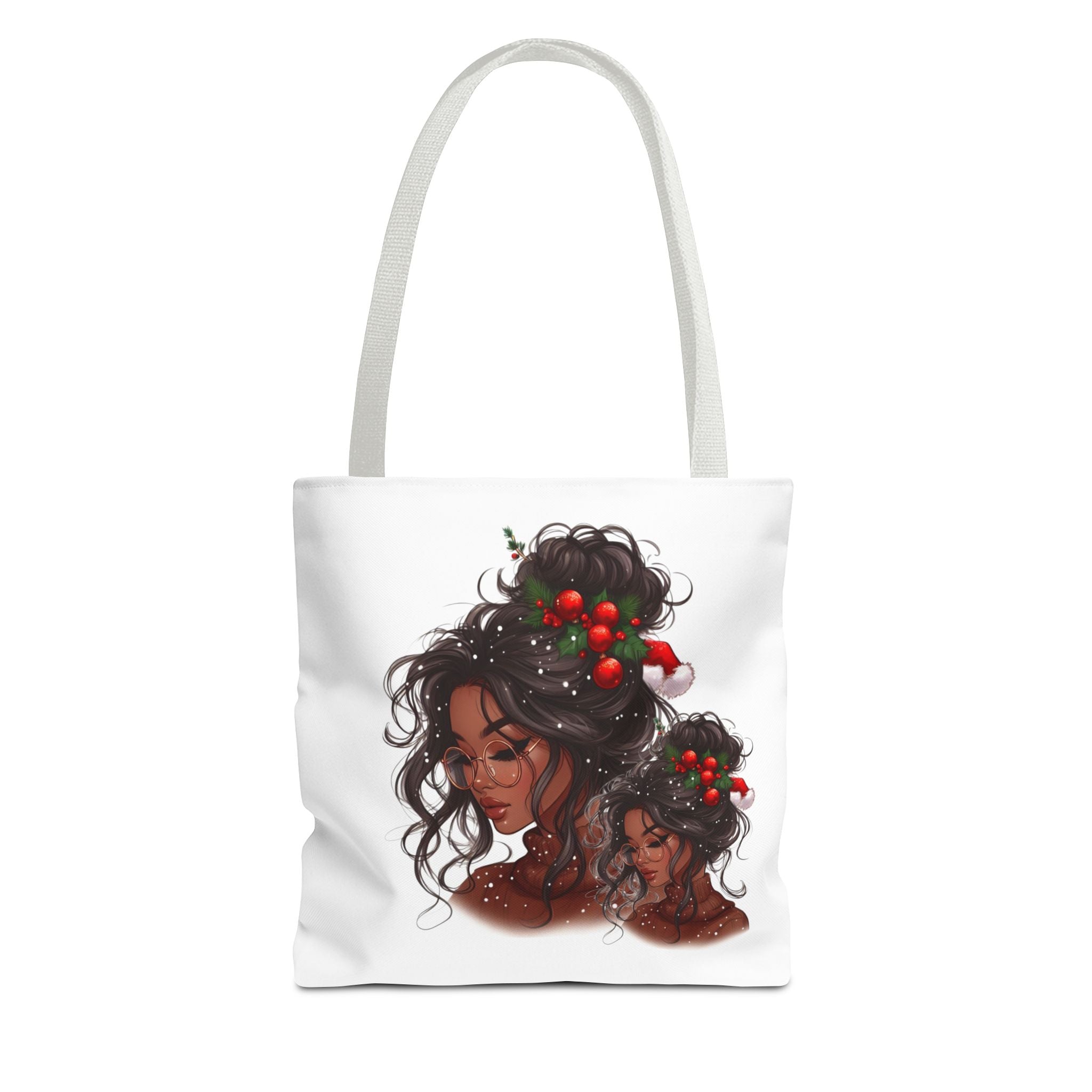 Holiday Berry Hair Tote Bag — Artistic Black Woman Portrait Tote