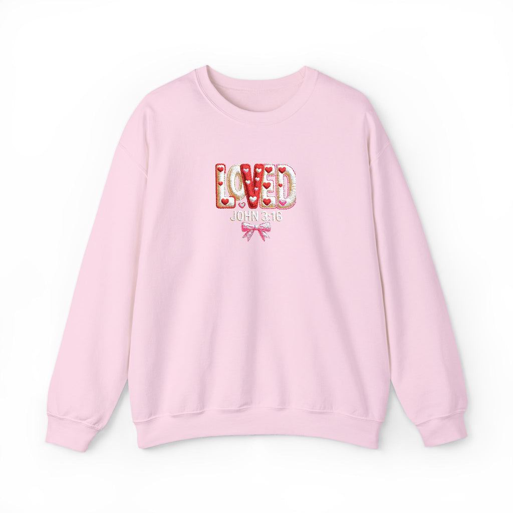 John 3:16 'Loved' Crewneck Sweatshirt — Christian Faith Graphic Sweatshirt